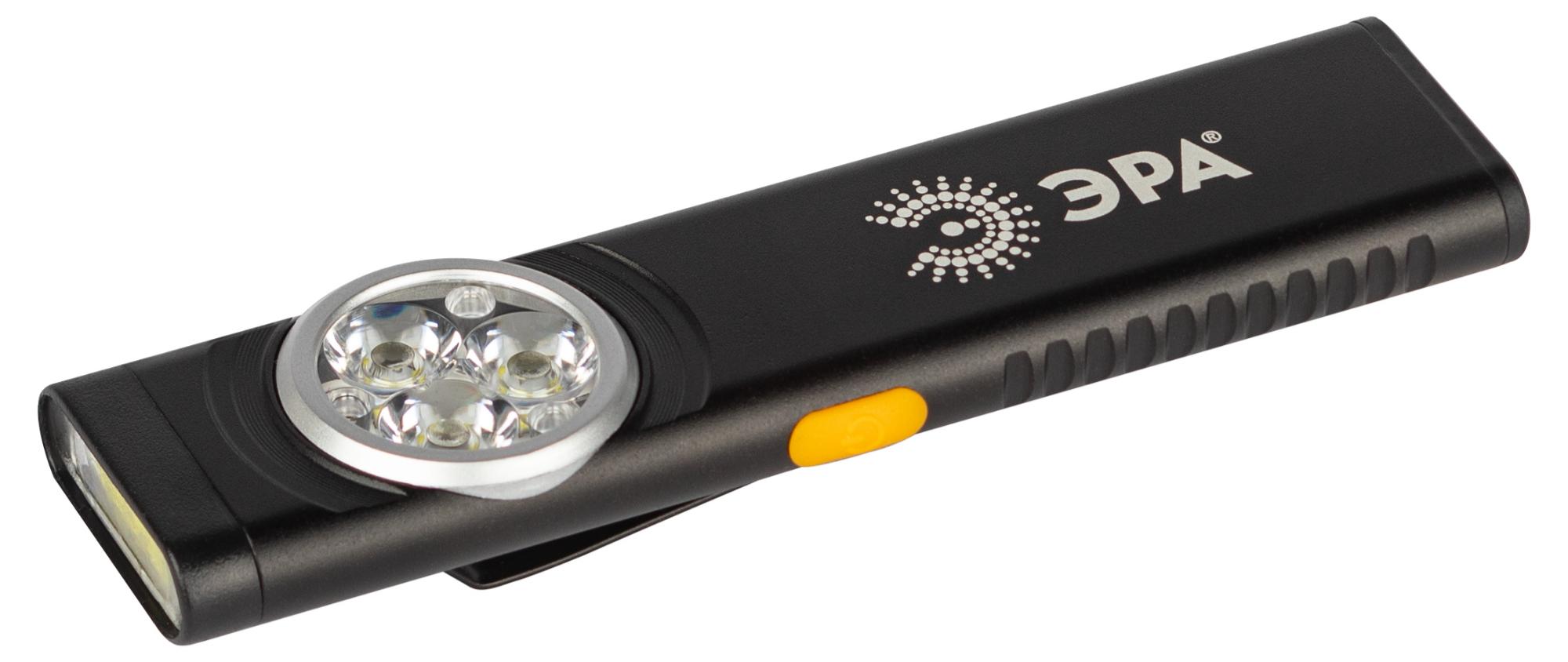 Фонарь LED рабочий аккумуляторный 11 режимов магнит клипса турбо режим 10Вт серия Практик RA-707 ЭРА