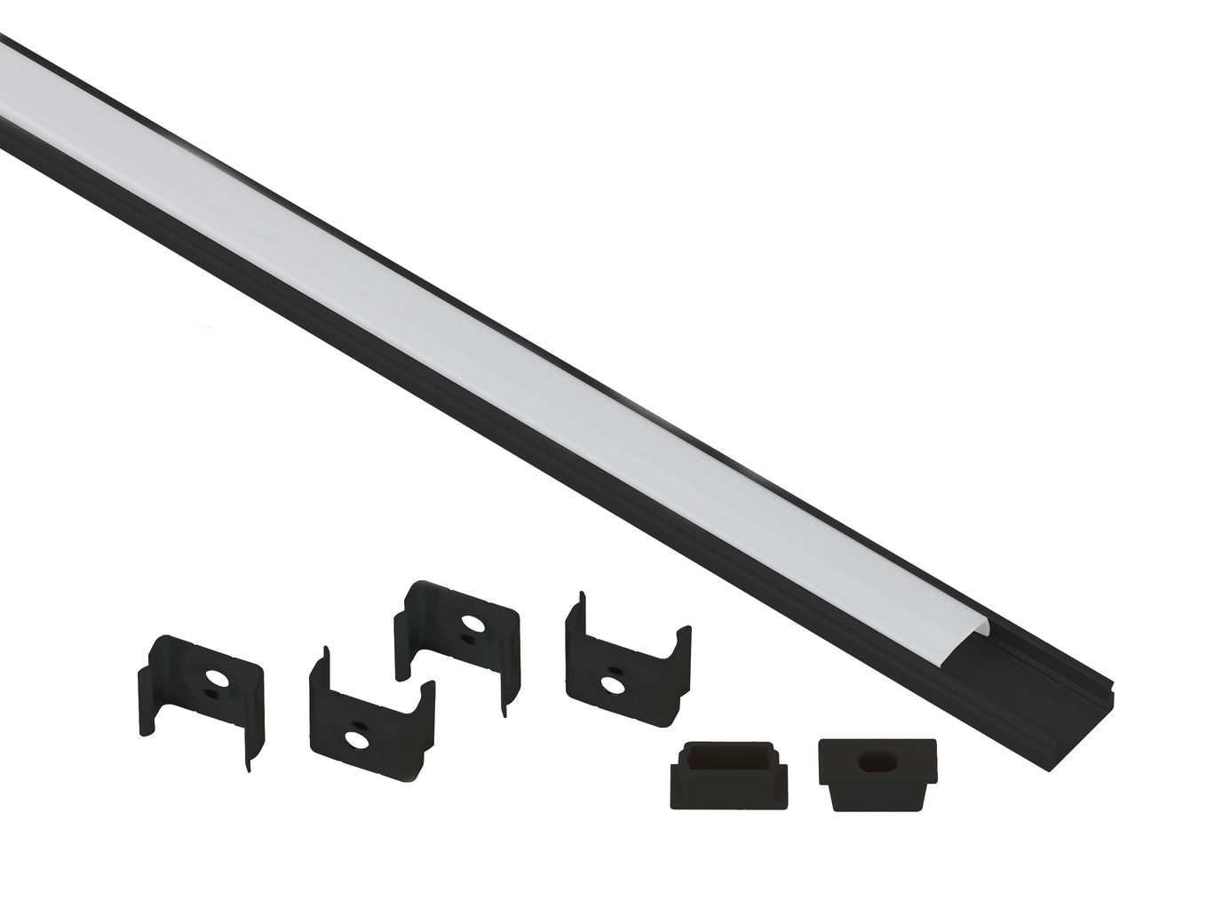 Комплект с накладным анодированным профилем 1506B 15х6мм, 2м, черный САВ262