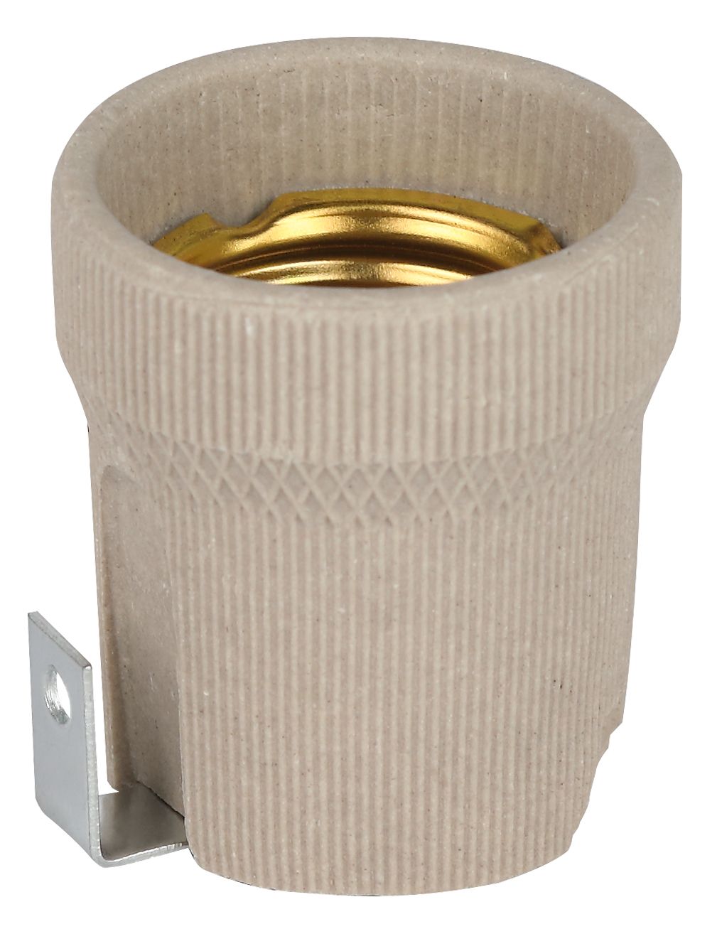 Патрон Е27 керамический белый с держателем