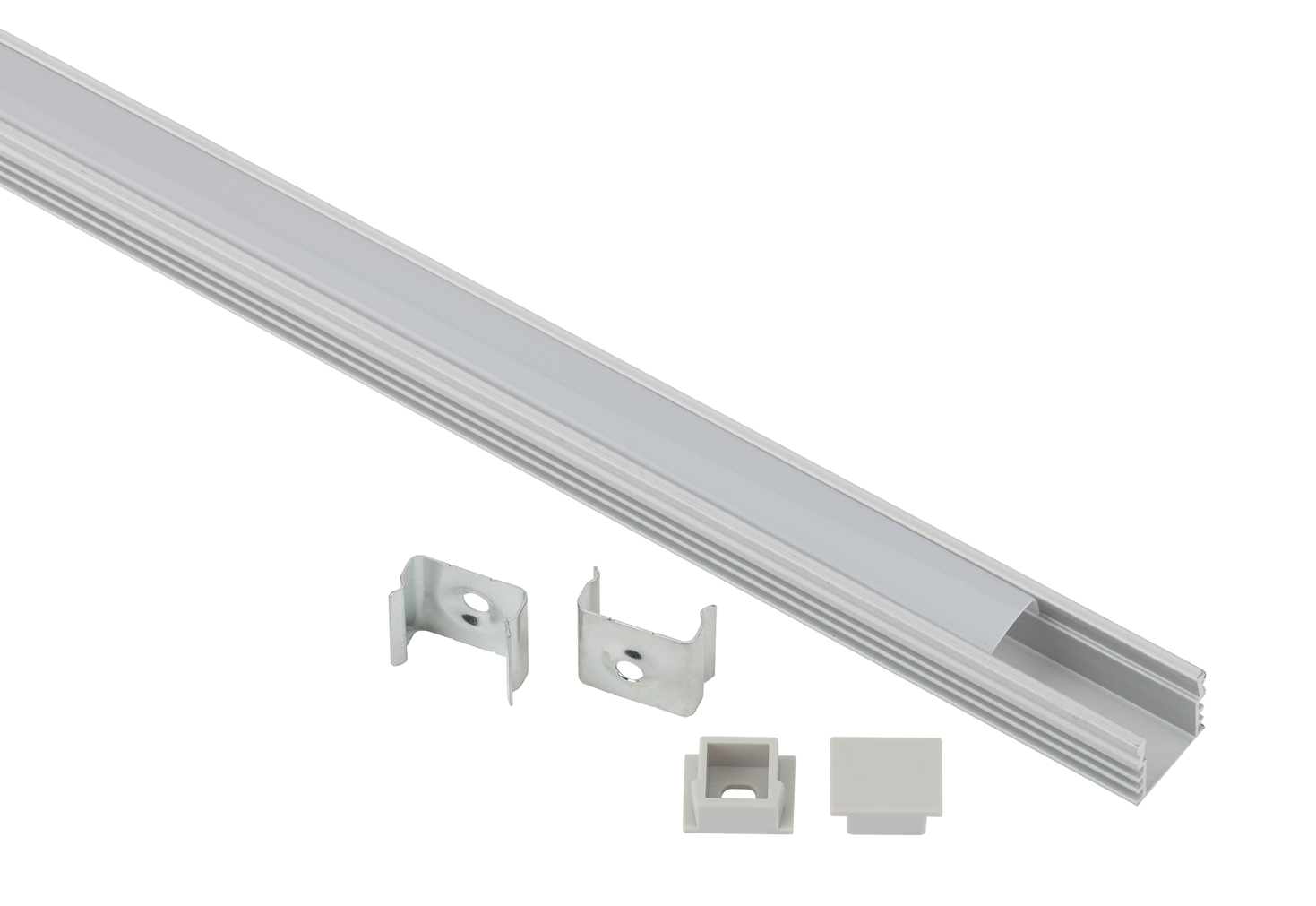 Комплект с накладным анодированным профилем 1612-1m 16х12мм, 1м, серебристый САВ261