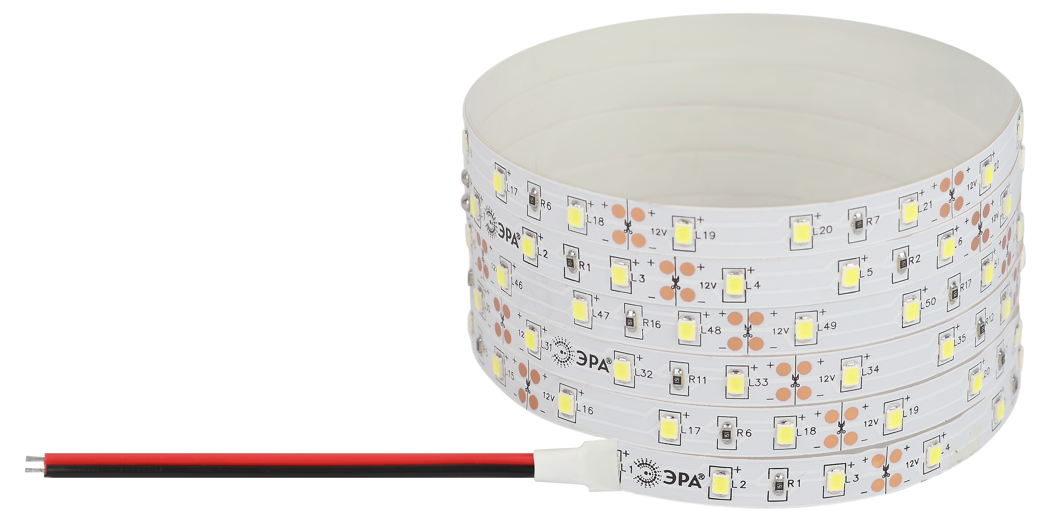 Лента светодиодная 4,8Вт/м 12В 4000К IP20 60LED/м LS2835-4,8-60-12-4000K-IP20-1 year-5m