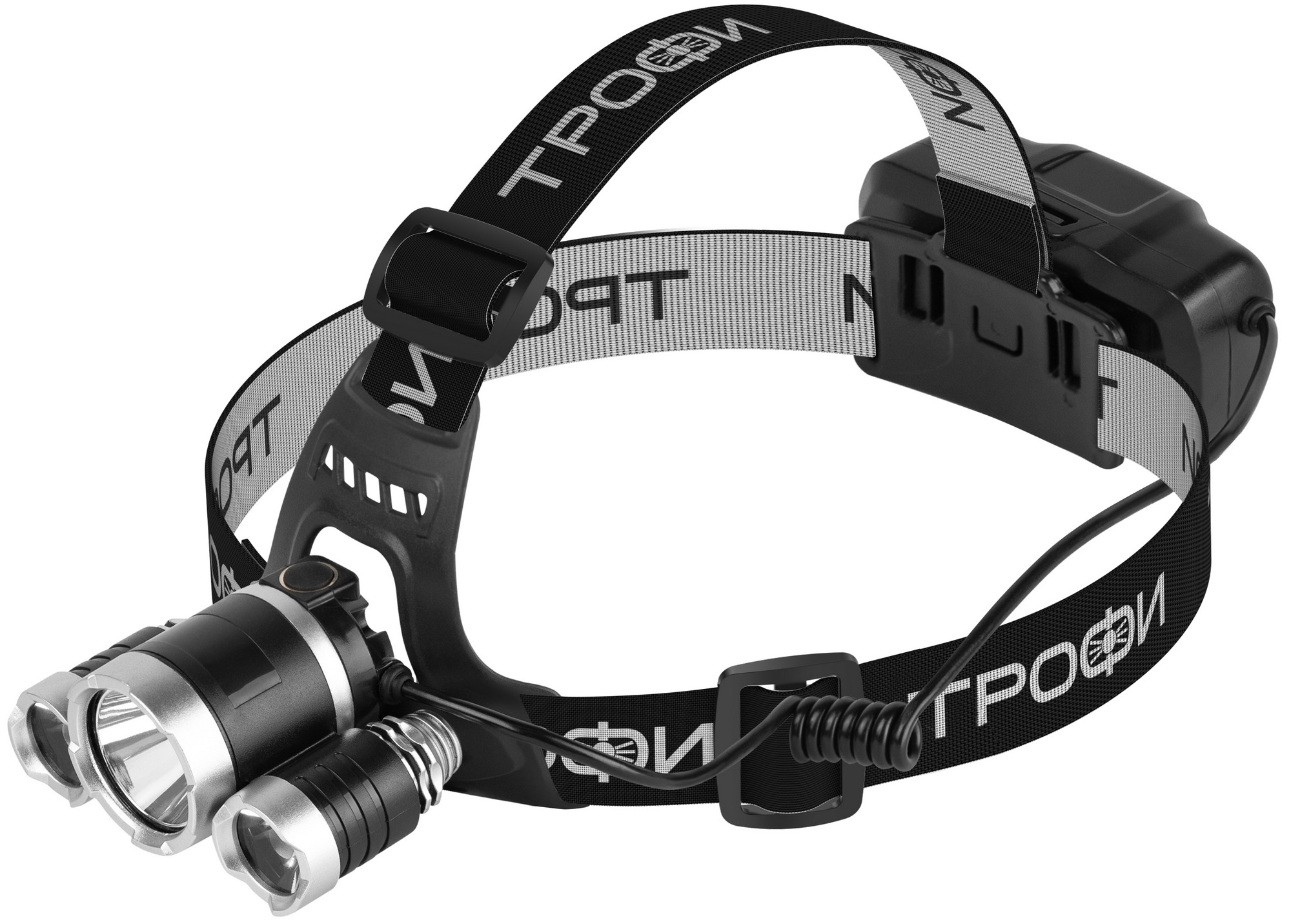 Фонарь налобный светодиодный Трофи GA-106 аккумуляторный 4 режима трехламповый High Power Headla