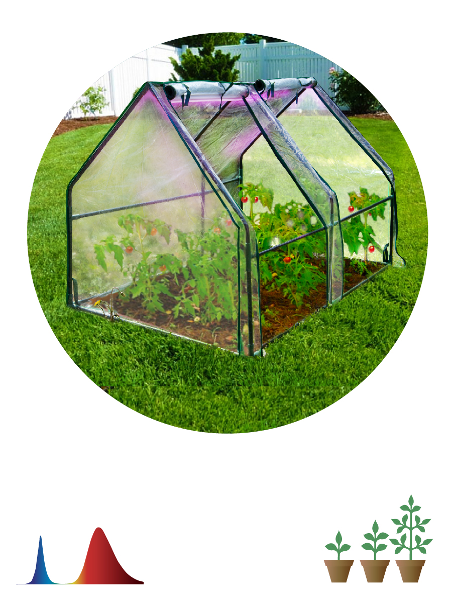 Теплица FITO-House-medium со светильником в комплекте 1800х900х900 мм 2 отсека