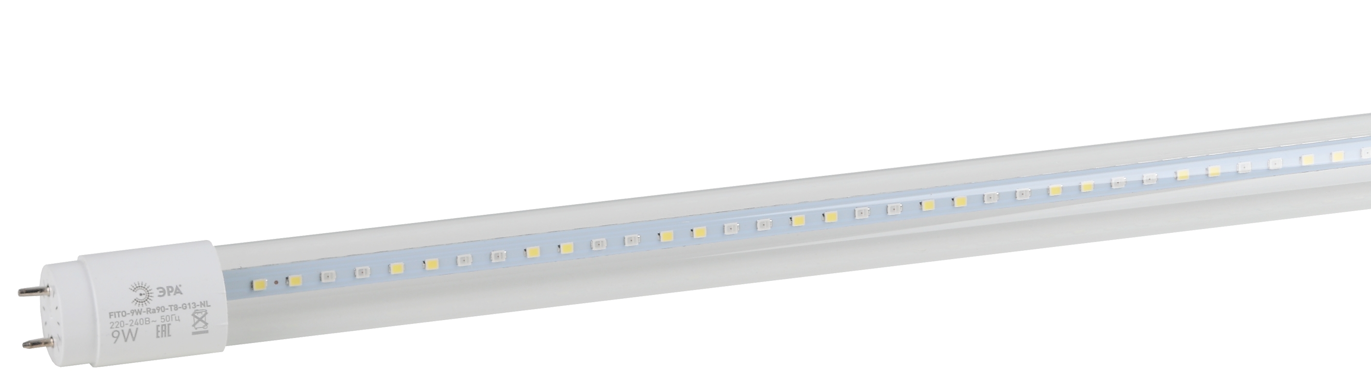 Лампа светодиодная полноспектральная Т8 с красными и белыми светодиодами для профессионального выращивания растений FITO-9W-Ra90-Т8-G13-NL
