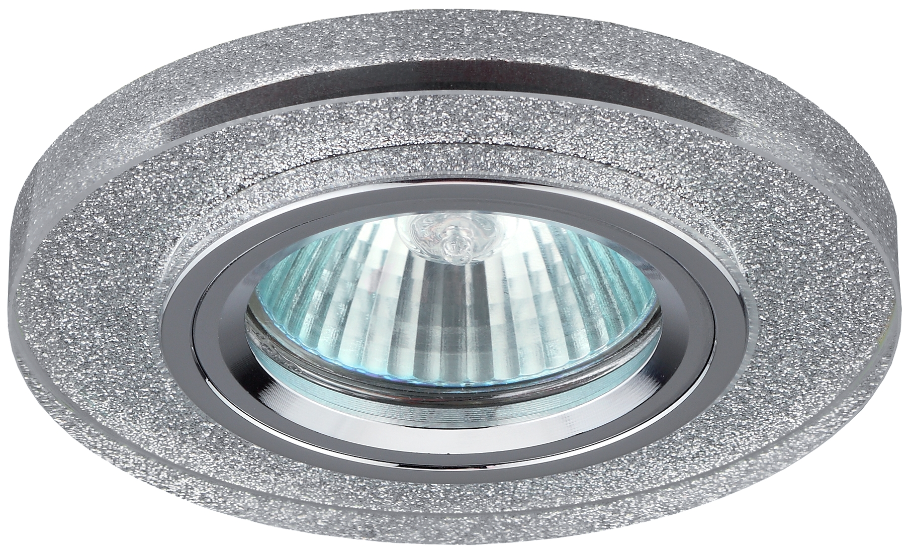 Светильник декор стекло круглое MR16,12V/220V, 50W, хром/серебряный блеск DK7 CH/SHSL