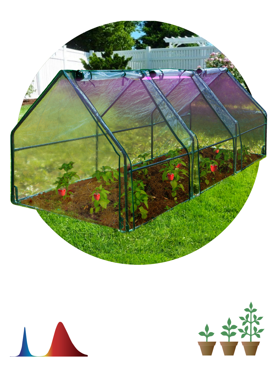 Теплица со светильниками в комплекте, 2700х900х900 мм, 3 отсека FITO-House-max