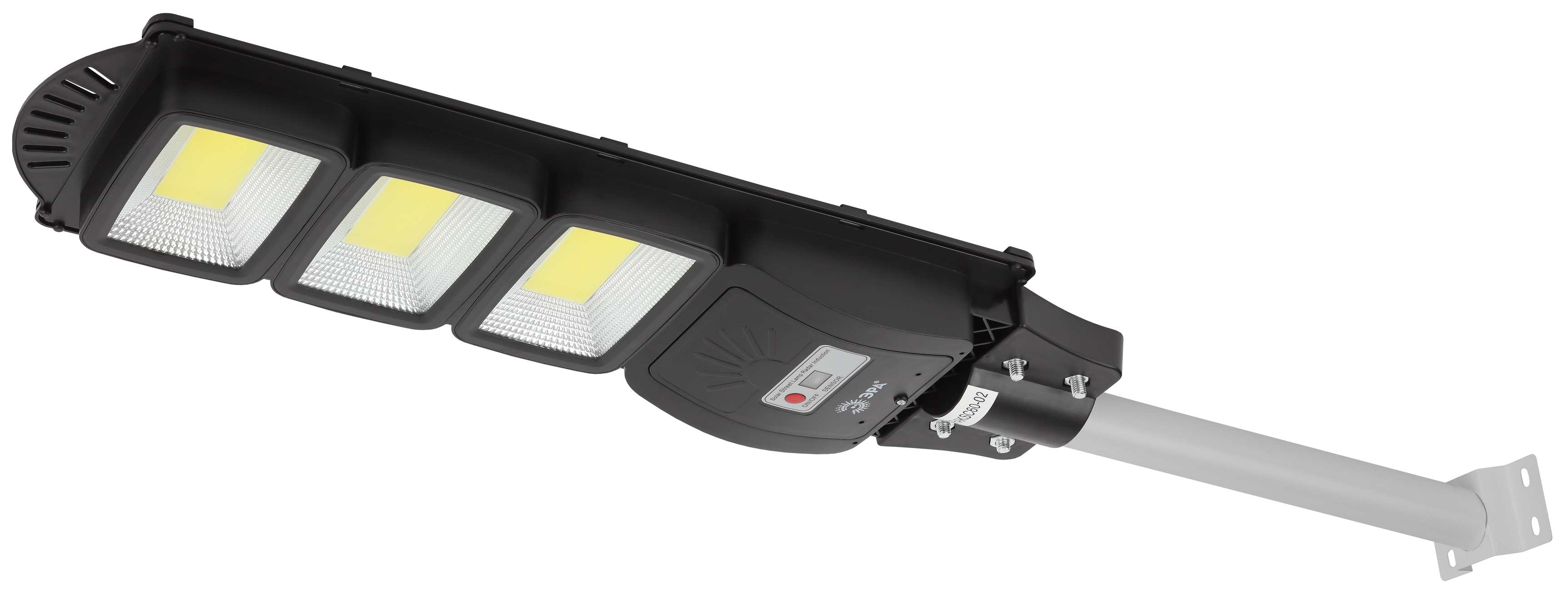 Светильник консольный на солнечной батарее, COB, с кронштейном,60W,с датчиком движения, ПДУ, 1100 Лм, 5000 К, IP65