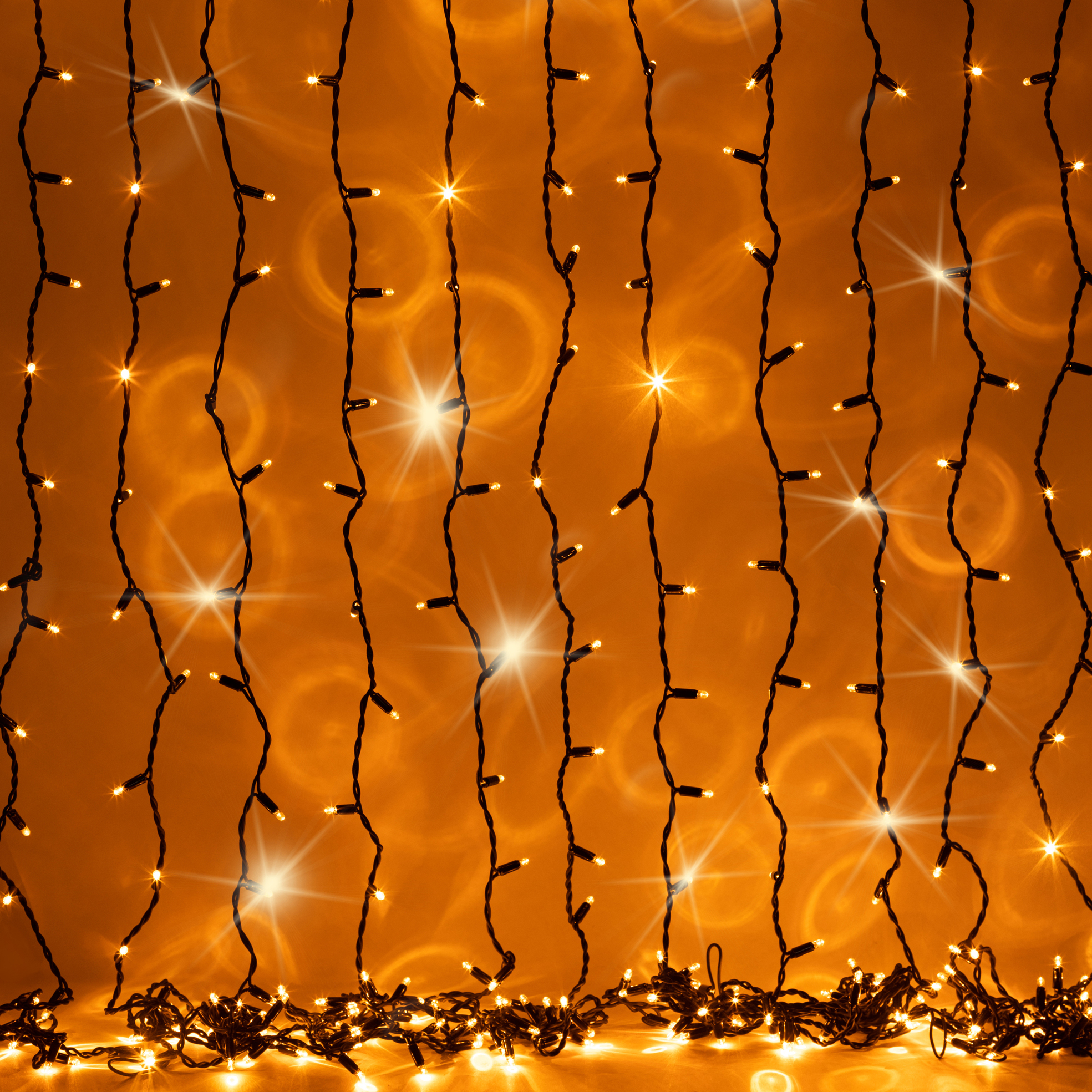 Гирлянда 600LED Занавес 3 м x 2 м, желтый свет, черный каучук, 220 В, IP65 ERAPS-Z