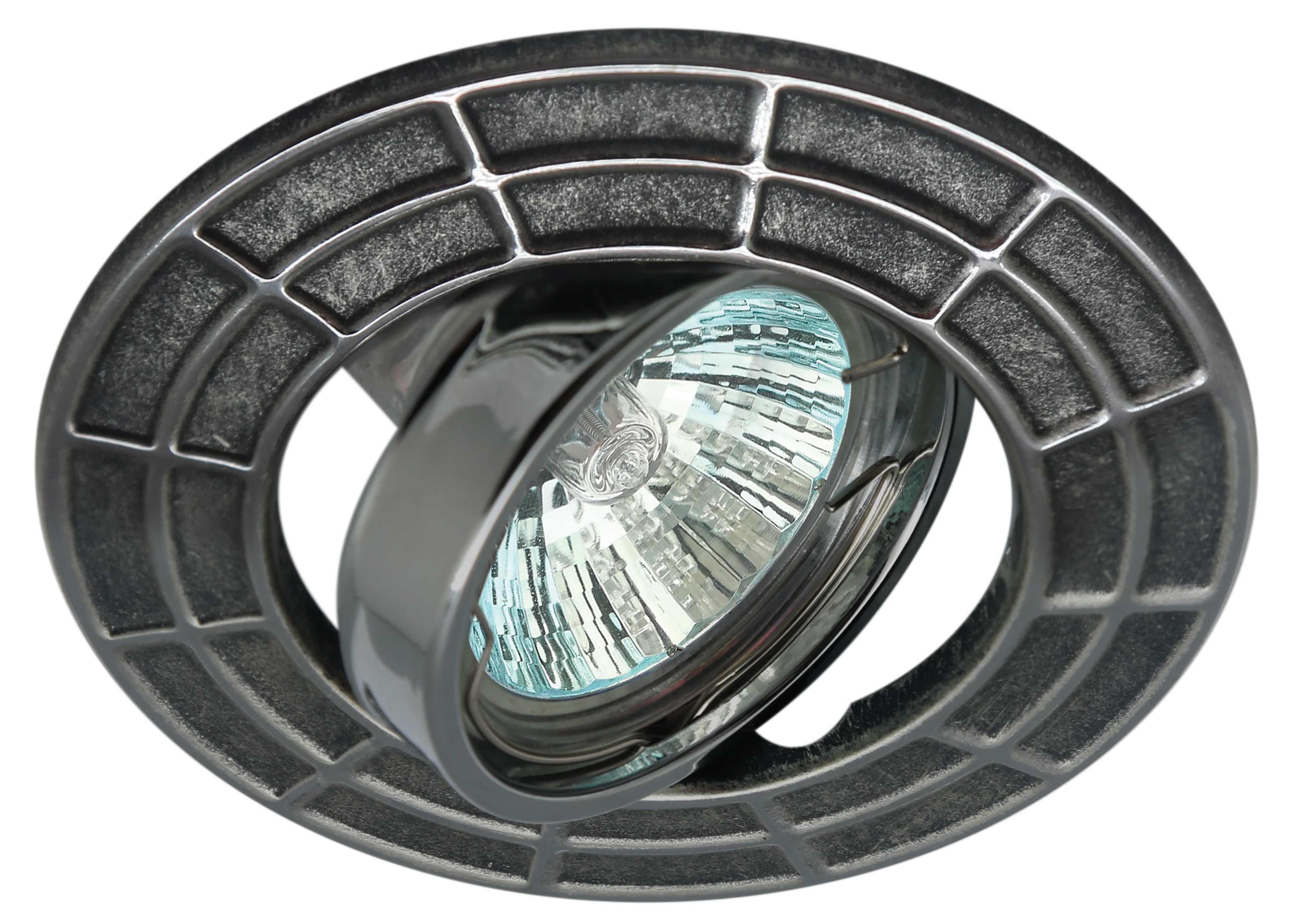 Светильник штампованный поворотный MR16,12V/220V, 50W сатин серебро/хром ST7A CH/SS