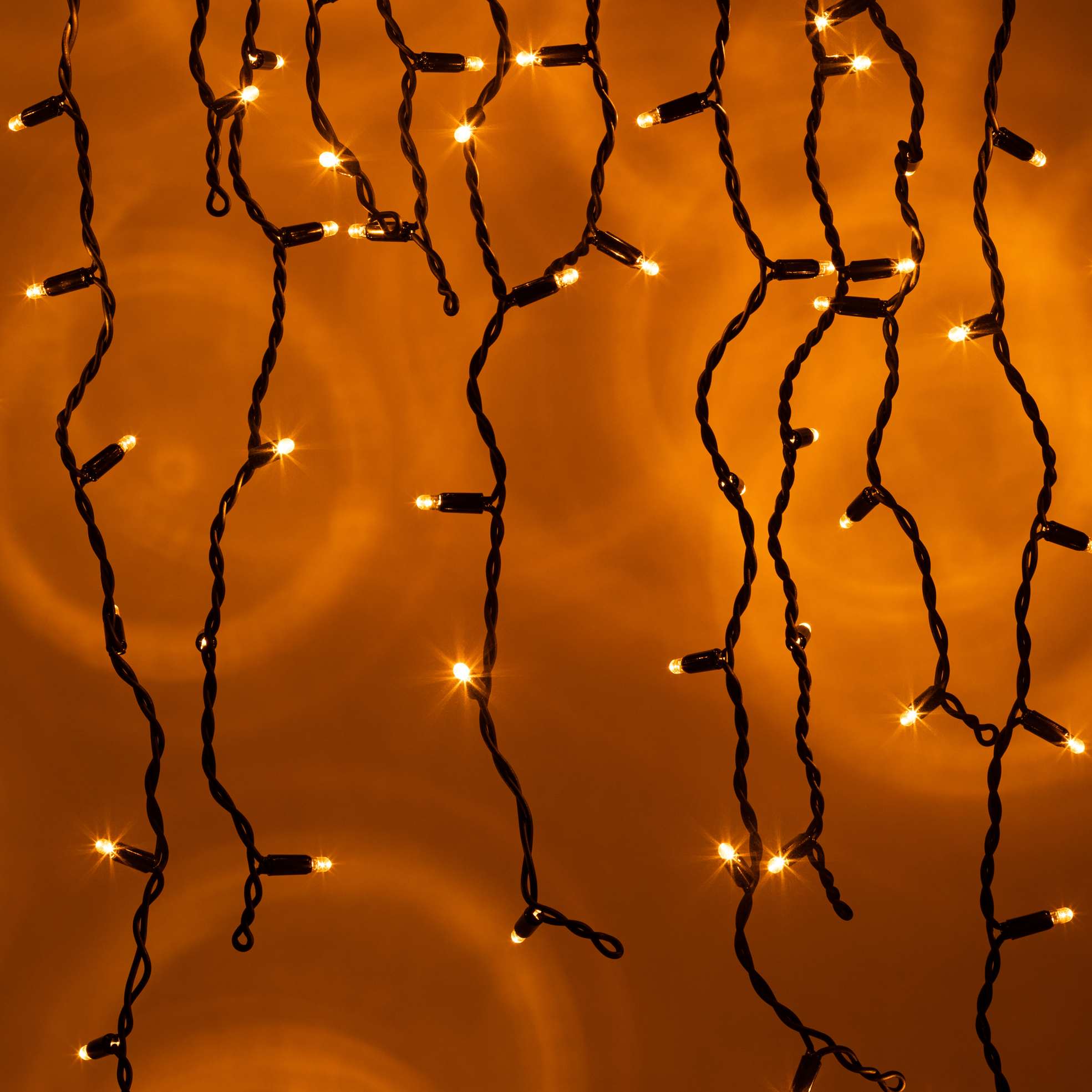 Гирлянда 100LED Бахрома 2 мx0,7 м, желтый свет, черный каучук, 220 В, IP65 ERAPS-BZ1