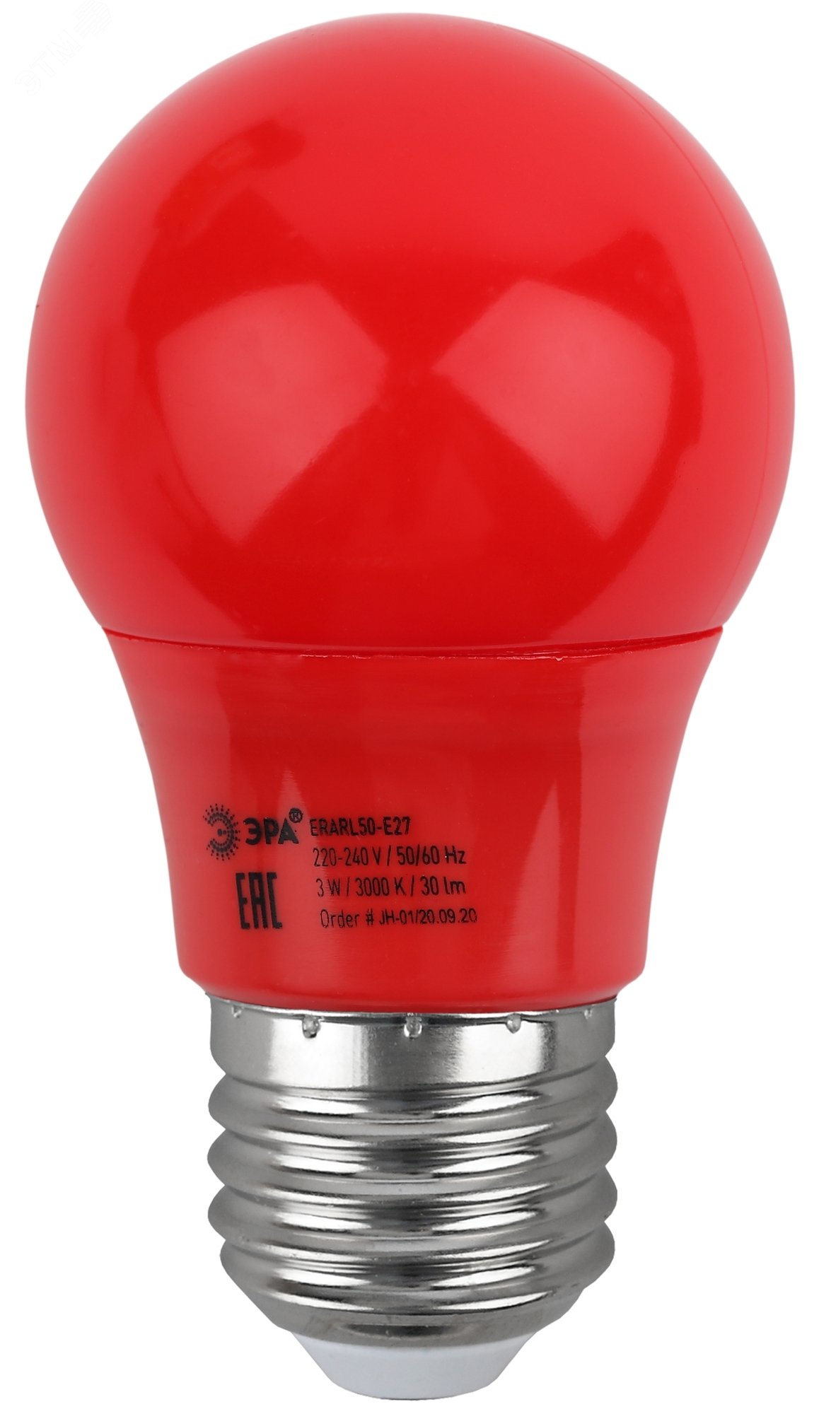 Лампа светодиодная для Белт-Лайт диод. груша красн., 13SMD, 3W, E27ERARL50-E27 LED A50-3W-E27 Б0049580 ЭРА - превью 3
