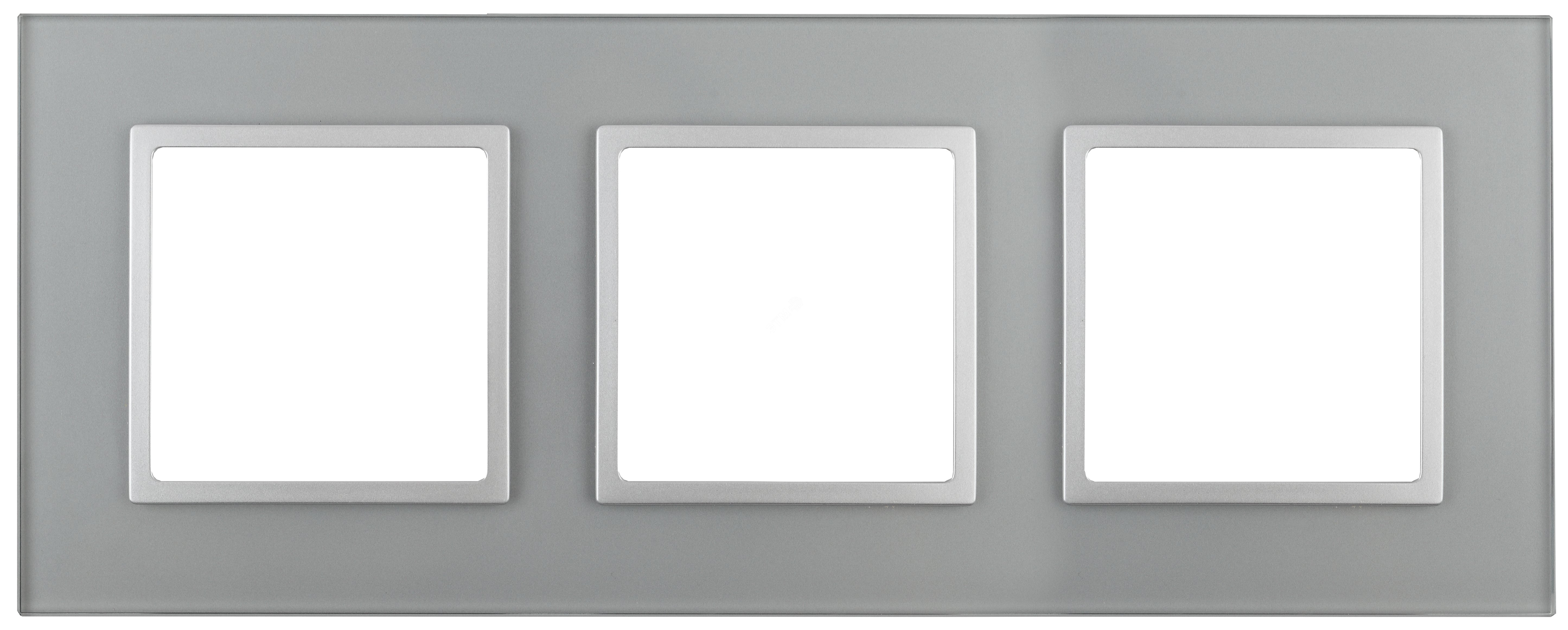 Изображение товара Рамка для розеток и выключателей ЭРА Elegance 3-постовая стекло алюминий