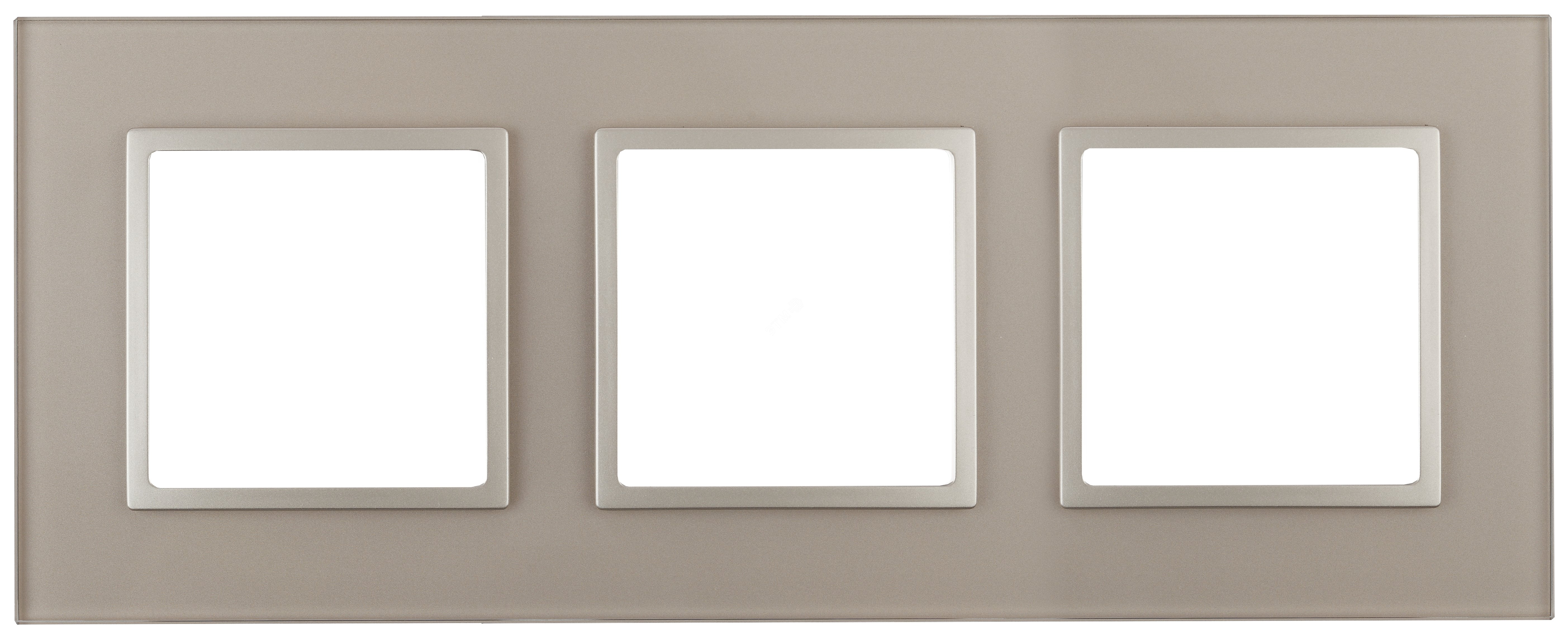 Изображение товара Рамка для розеток и выключателей ЭРА Elegance шампань стекло 3 поста