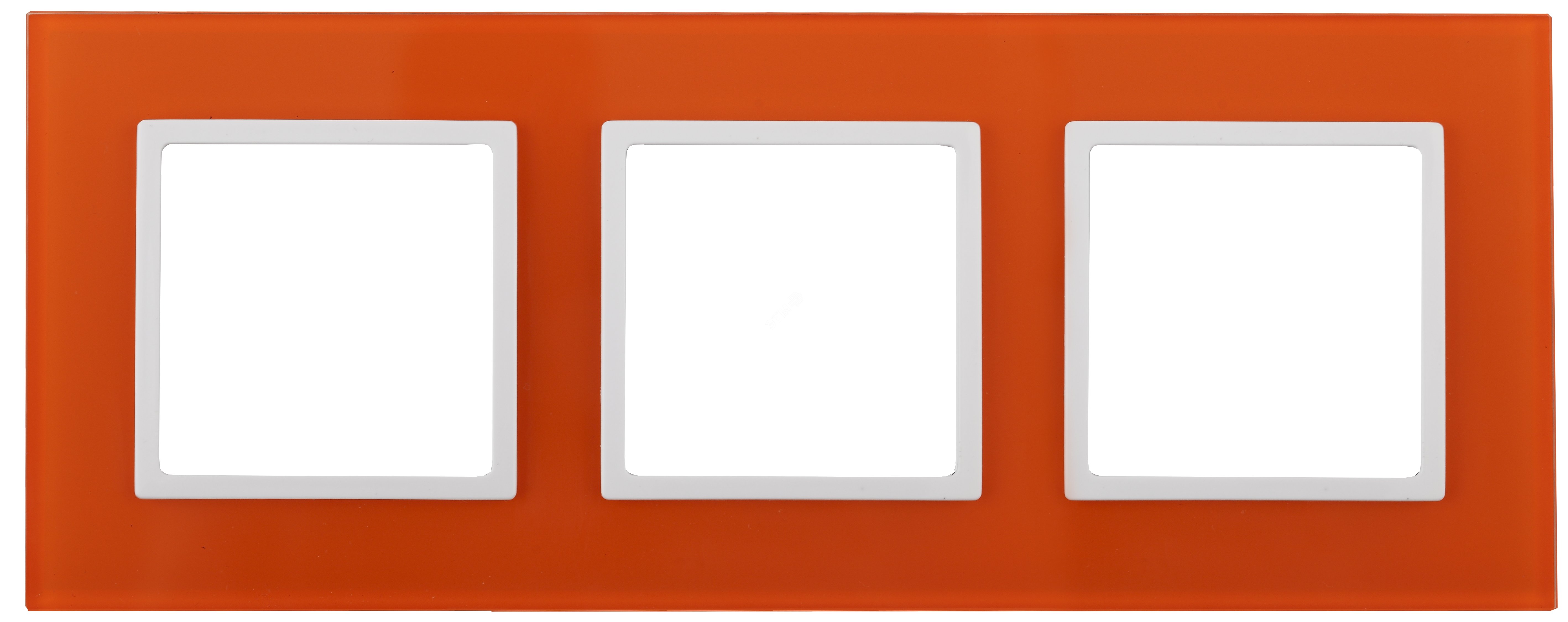 Изображение товара Рамка для розеток и выключателей ЭРА Elegance 3-постовая стеклянная оранжевая