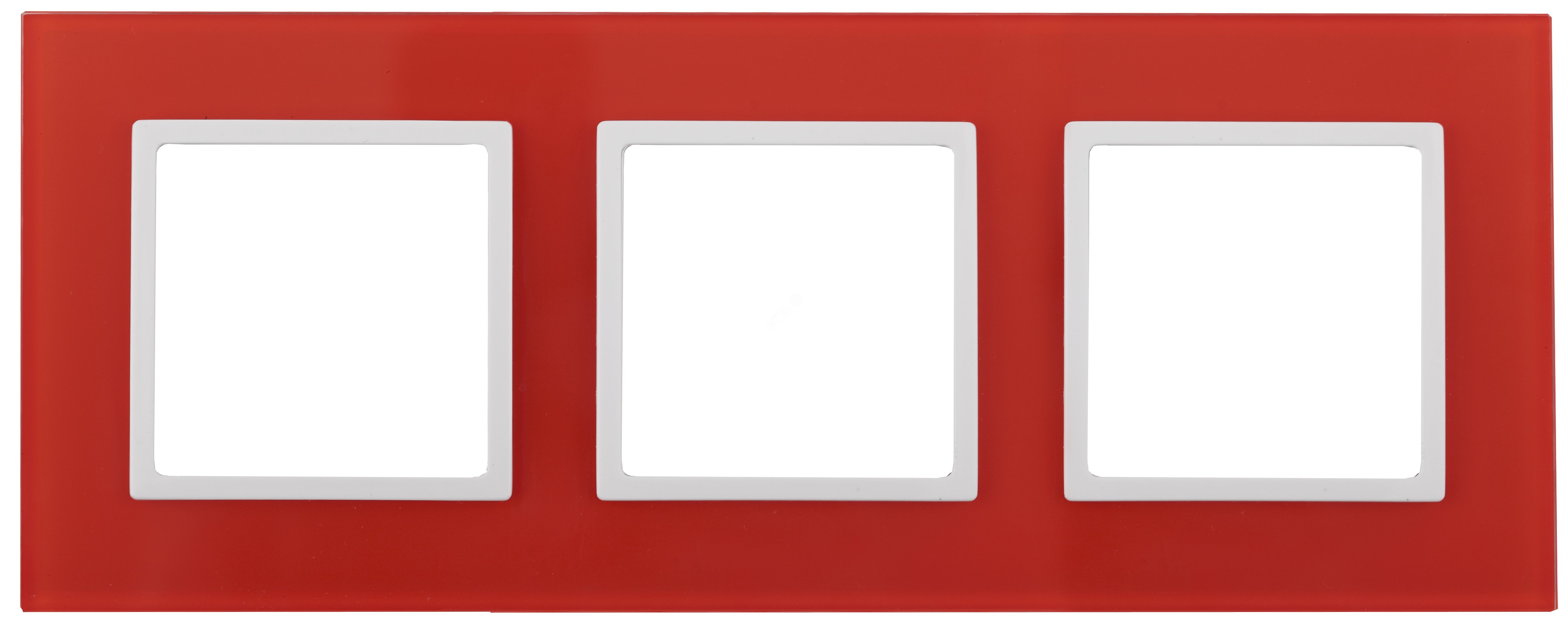 Изображение товара Рамка для розеток и выключателей ЭРА Elegance 3-постовая стекло красный
