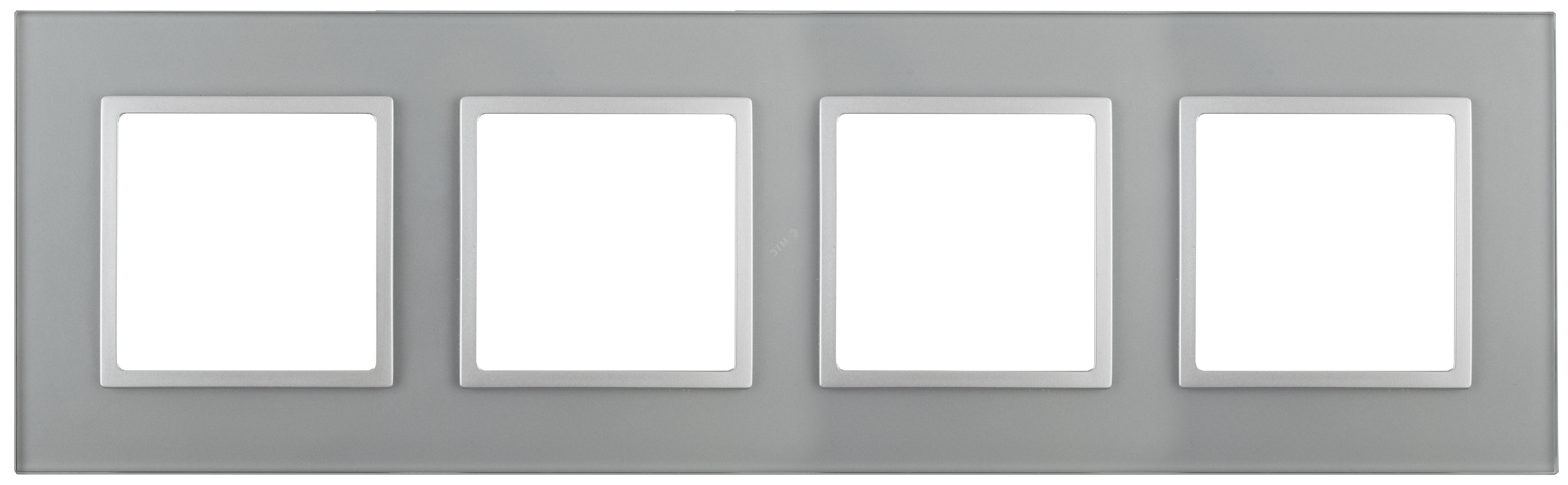 Изображение товара Рамка для розеток и выключателей ЭРА Elegance 4 поста алюминий стекло