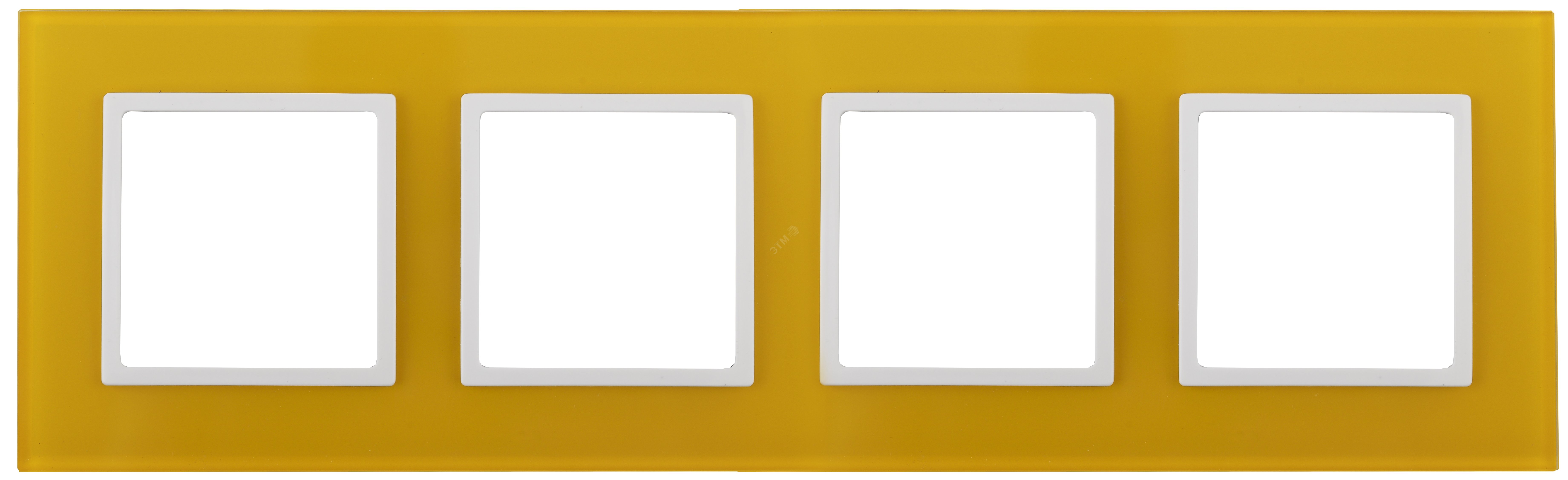 Изображение товара Рамка для розеток и выключателей ЭРА Elegance 4-постовая стекло жёлтая