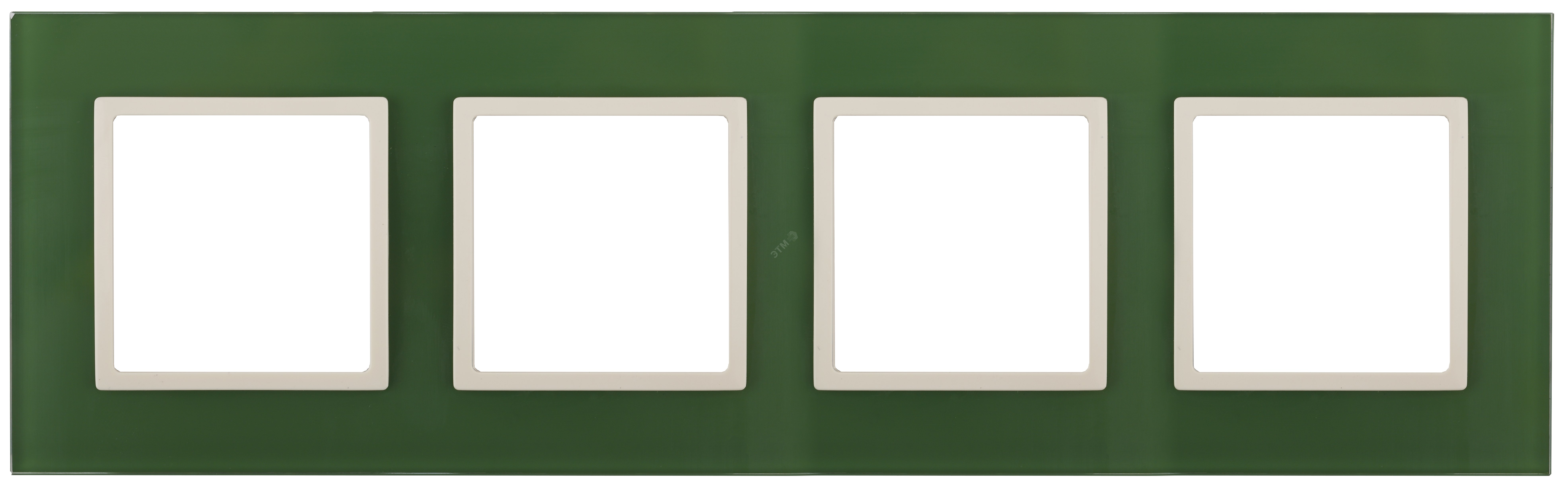 Изображение товара Рамка для розеток и выключателей ЭРА Elegance 4 поста зеленое стекло