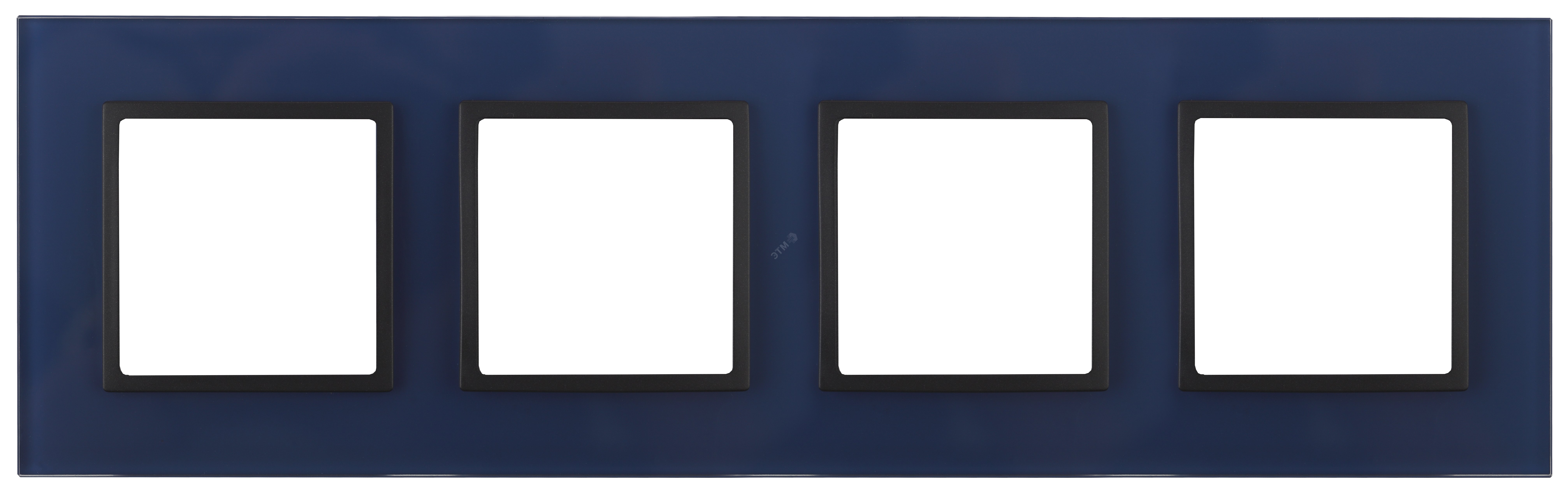 Изображение товара Рамка для розеток и выключателей Эра Elegance 4 поста стекло синий