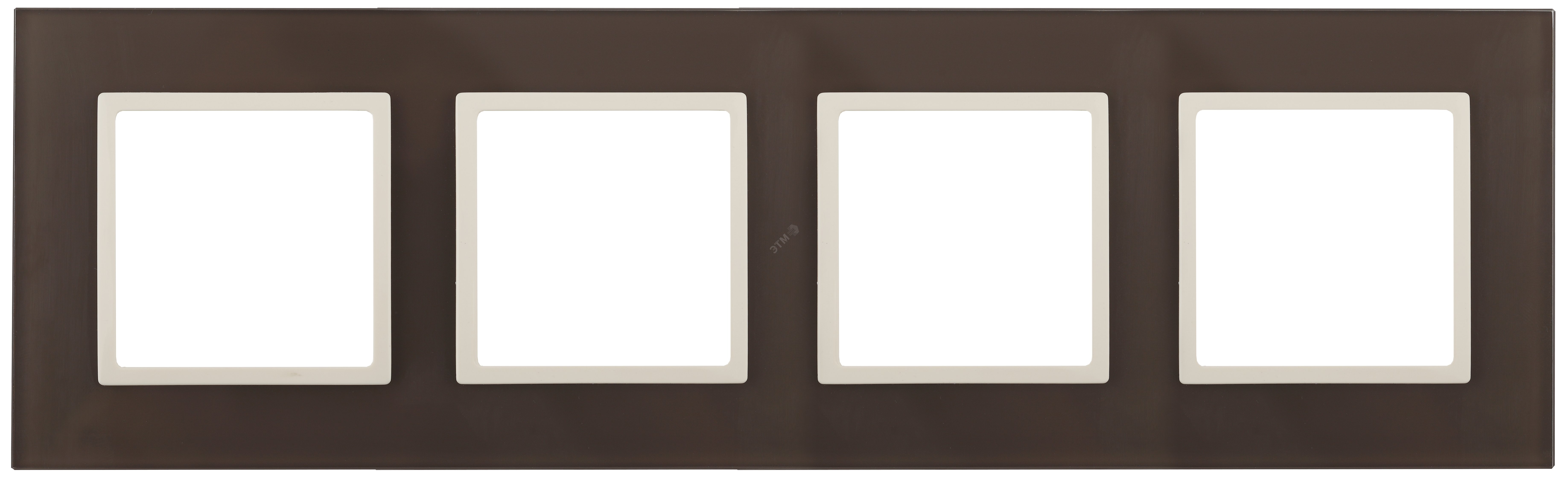 Изображение товара Рамка для розеток и выключателей серии Эра Elegance из стекла мокко 4 поста