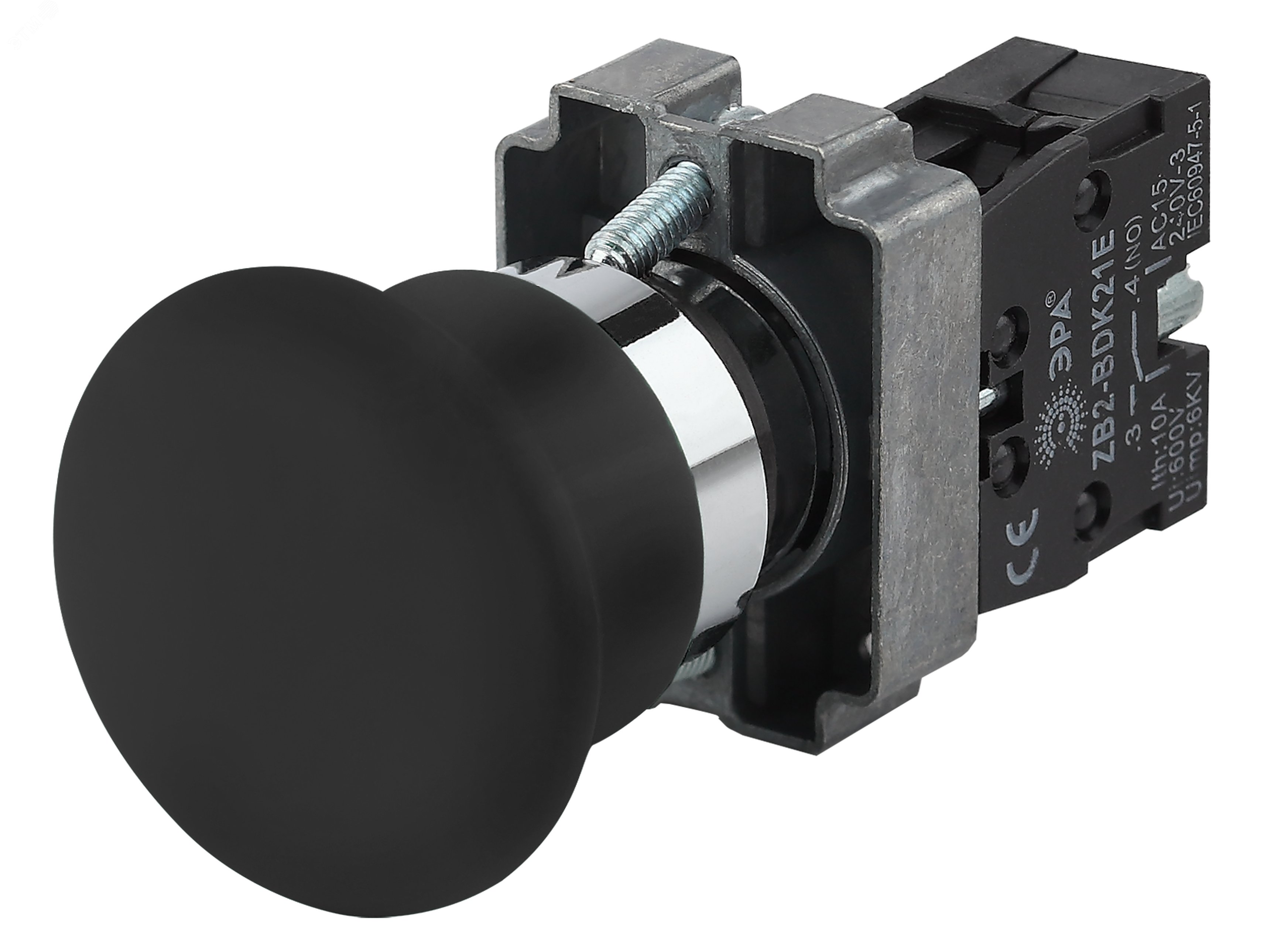 Изображение товара Кнопка управления LAY5-BC21 Грибок черная для контакторов и реле 220В