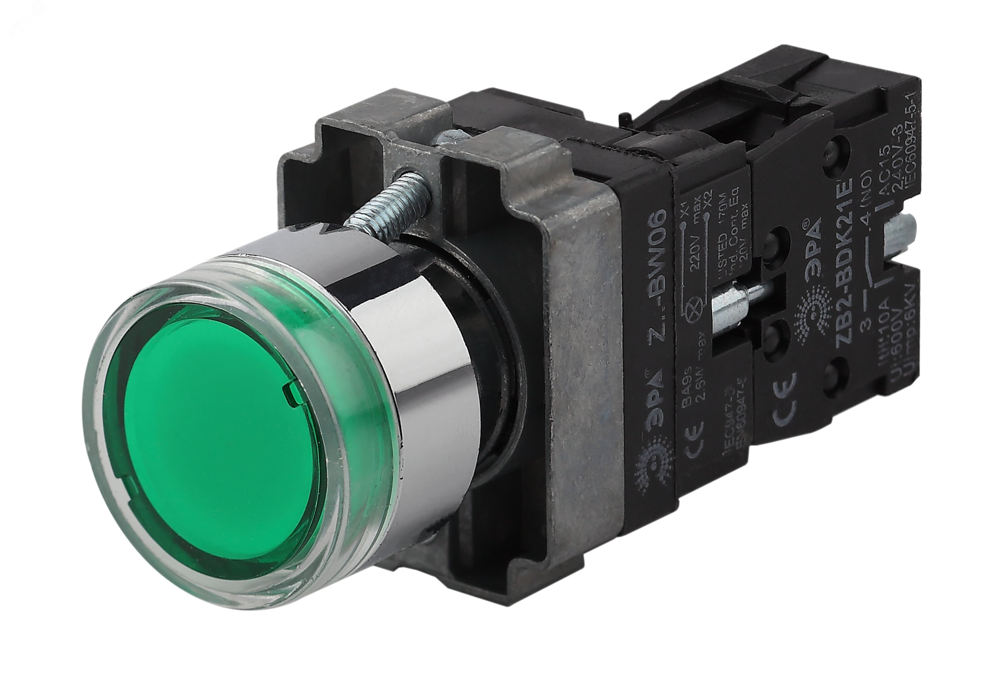Кнопка управления LAY5-BW3361 с подсветкой зеленый 1з Б0045663 ЭРА
