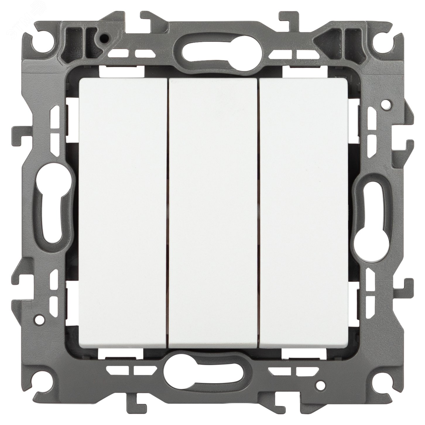 Изображение товара Выключатель трехклавишный скрытого монтажа белый матовый 10А 250В винтовые зажимы ЭРА 12 12-1107-01М (шт)