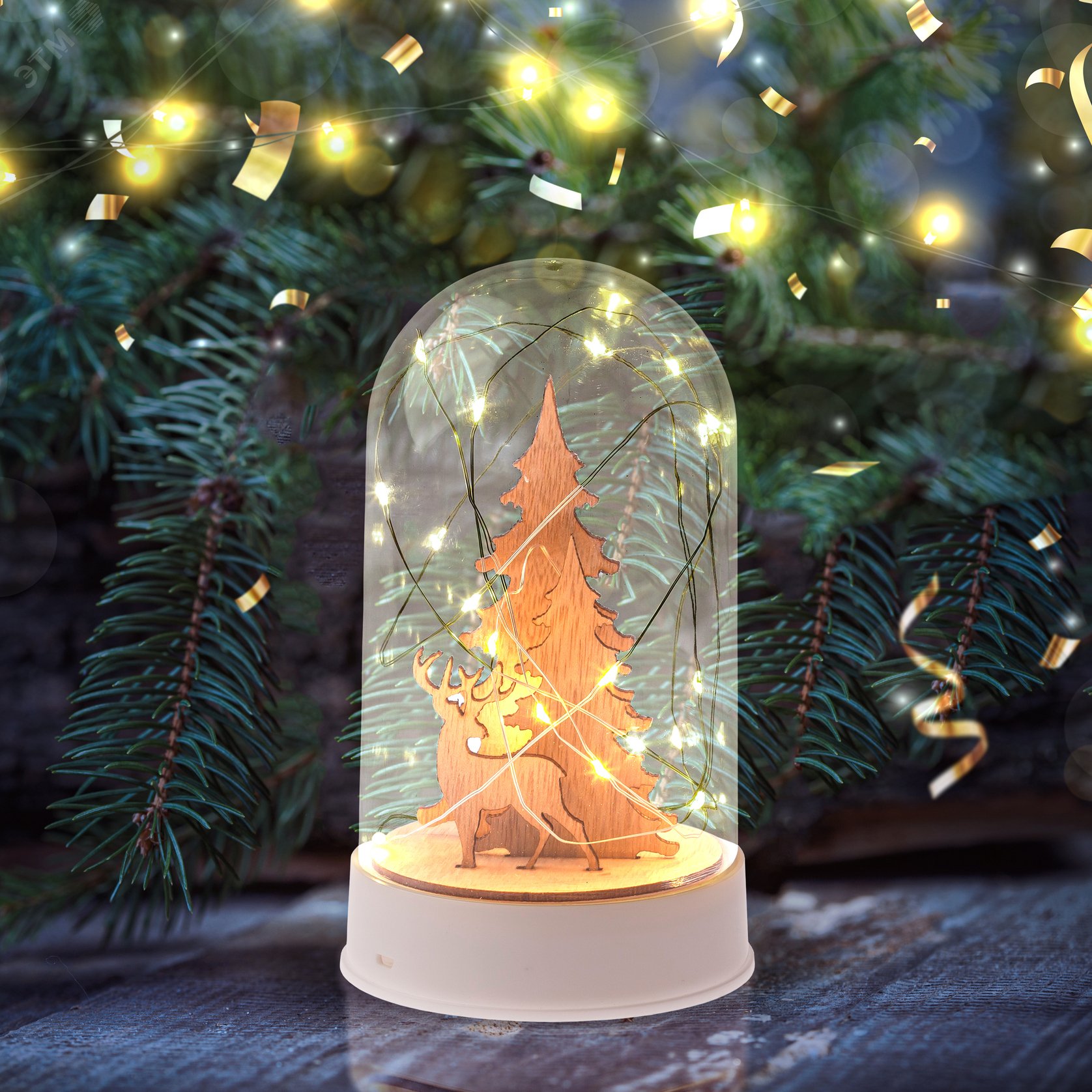 Светильник декоративный новогодний Рождество, теплый белый, 20 LED, h 18 см, 3*АА, IP20 Б0051937 ЭРА