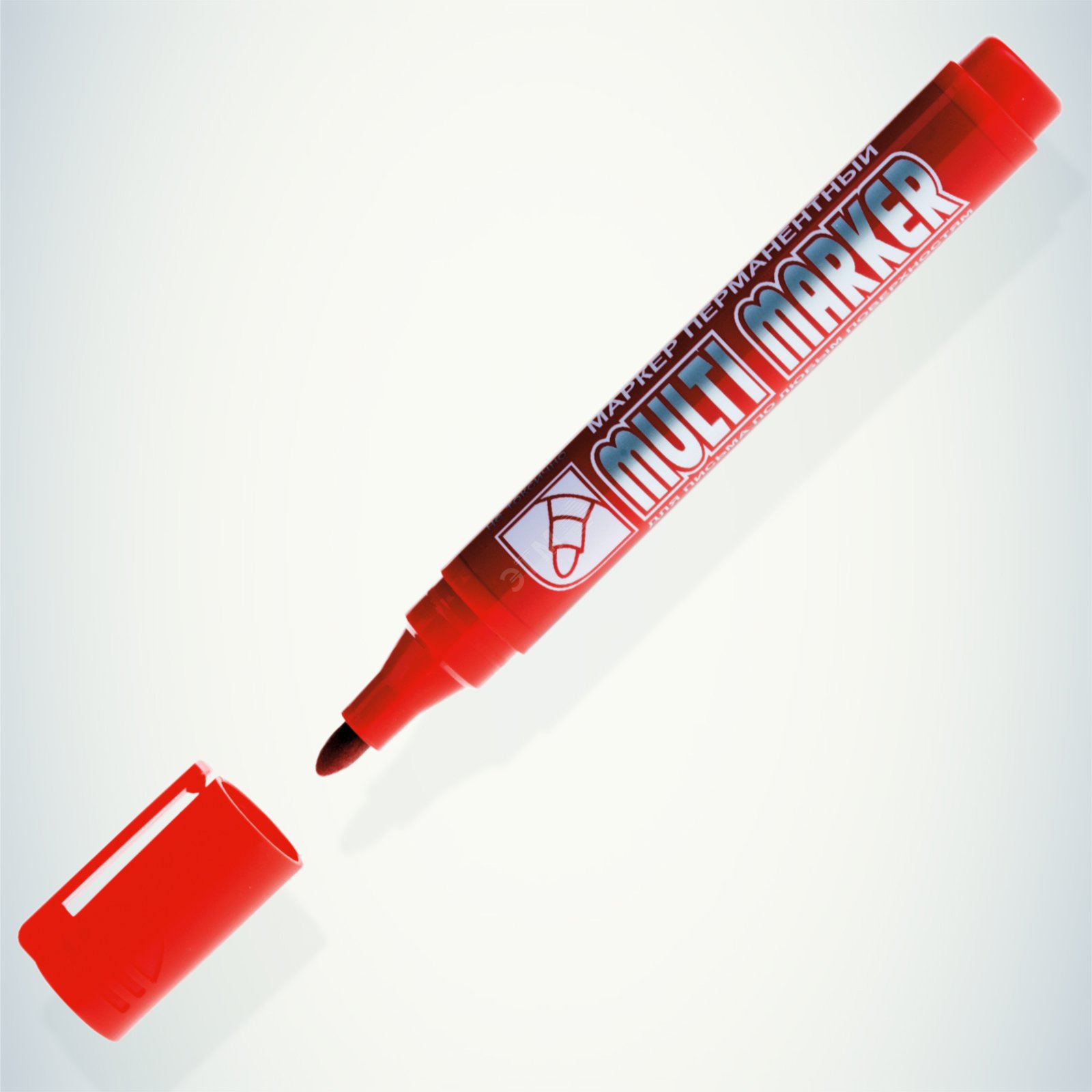 Маркер перманентный Crown Multi Marker красный, пулевидный, 3мм ЭРА ...
