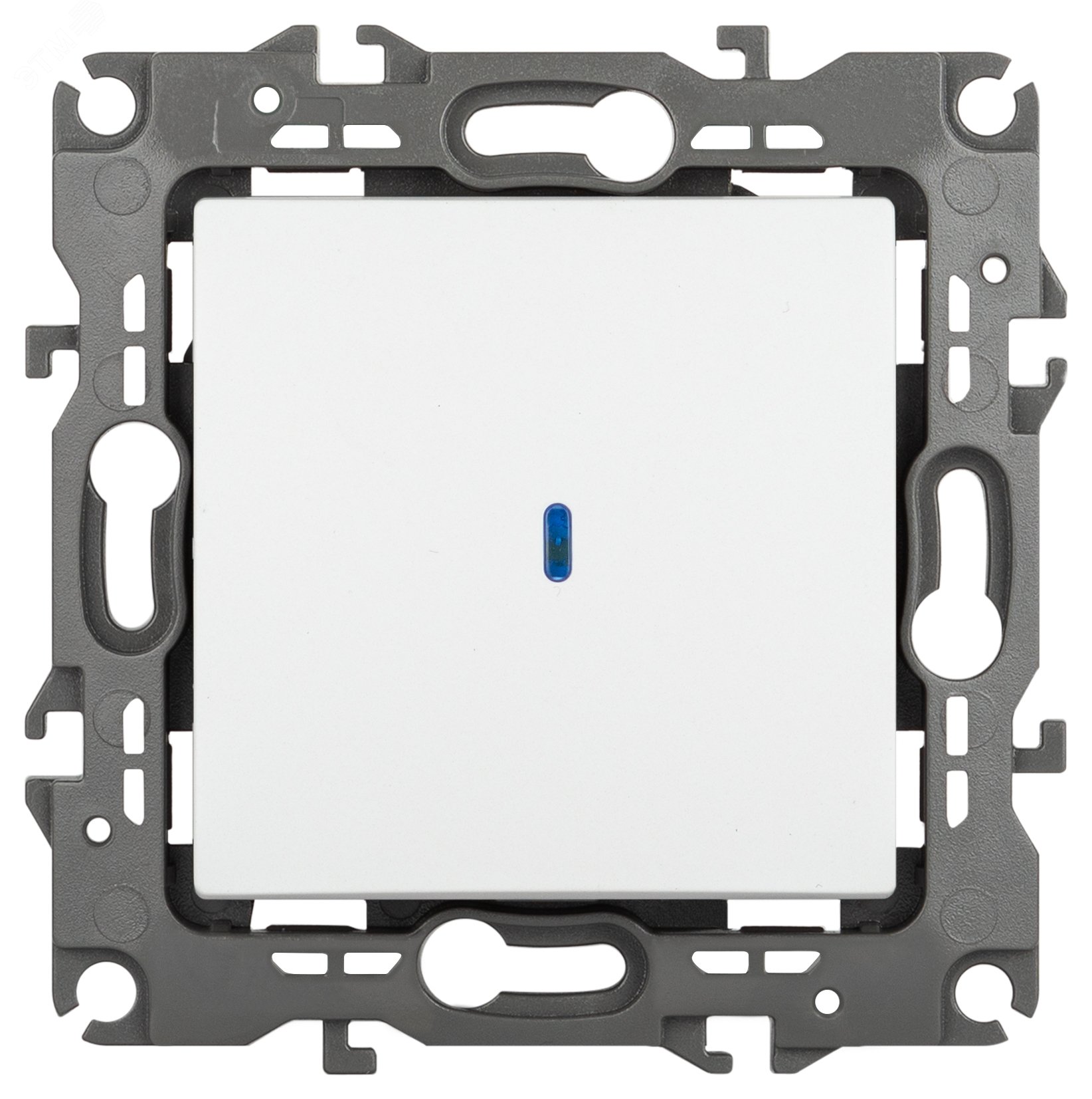 Изображение товара Выключатель одноклавишный скрытого монтажа с подсветкой белый матовый 10А 250В автоматические (безвинтовые) ЭРА 12 12-1102-01М (шт)