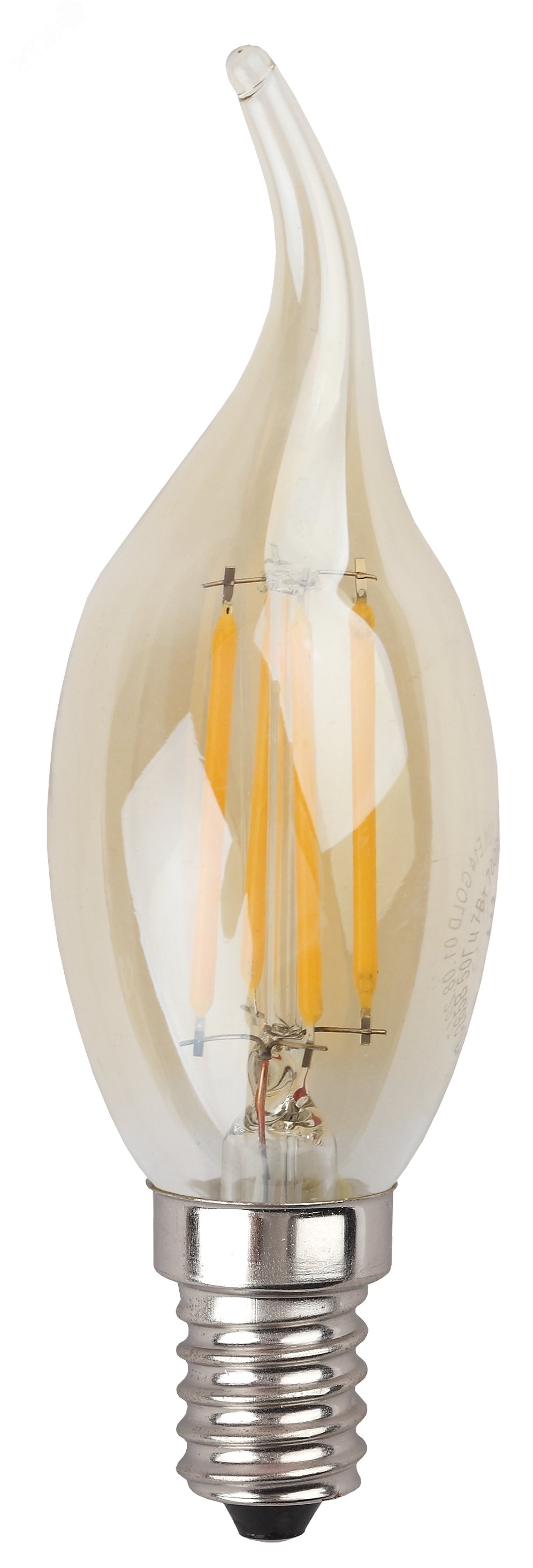 Лампа светодиодная филаментная F-LED BXS-5W-827-E14 gold (филамент, свеча на ветру золот., 5Вт, тепл, E14 (10/100/2800) Б0027940 ЭРА - превью 3