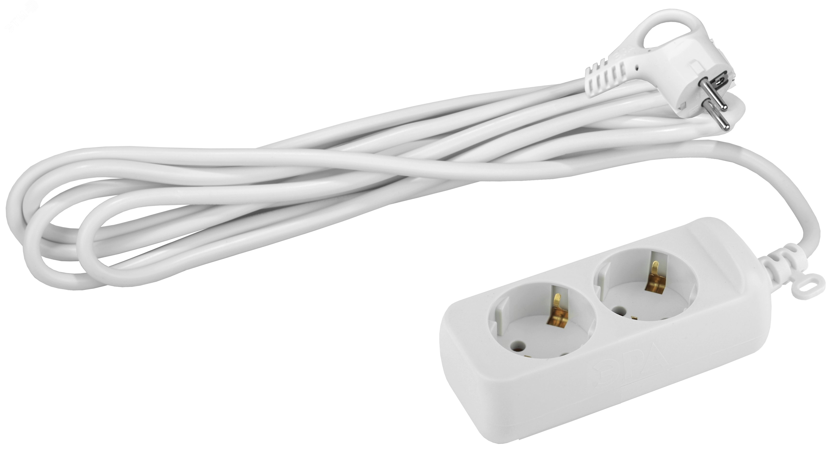 Изображение товара Удлинитель электрический с заземлением 2 розетки 5м ПВС 3x0,75мм2 10А ЭРА UX-2e-5m