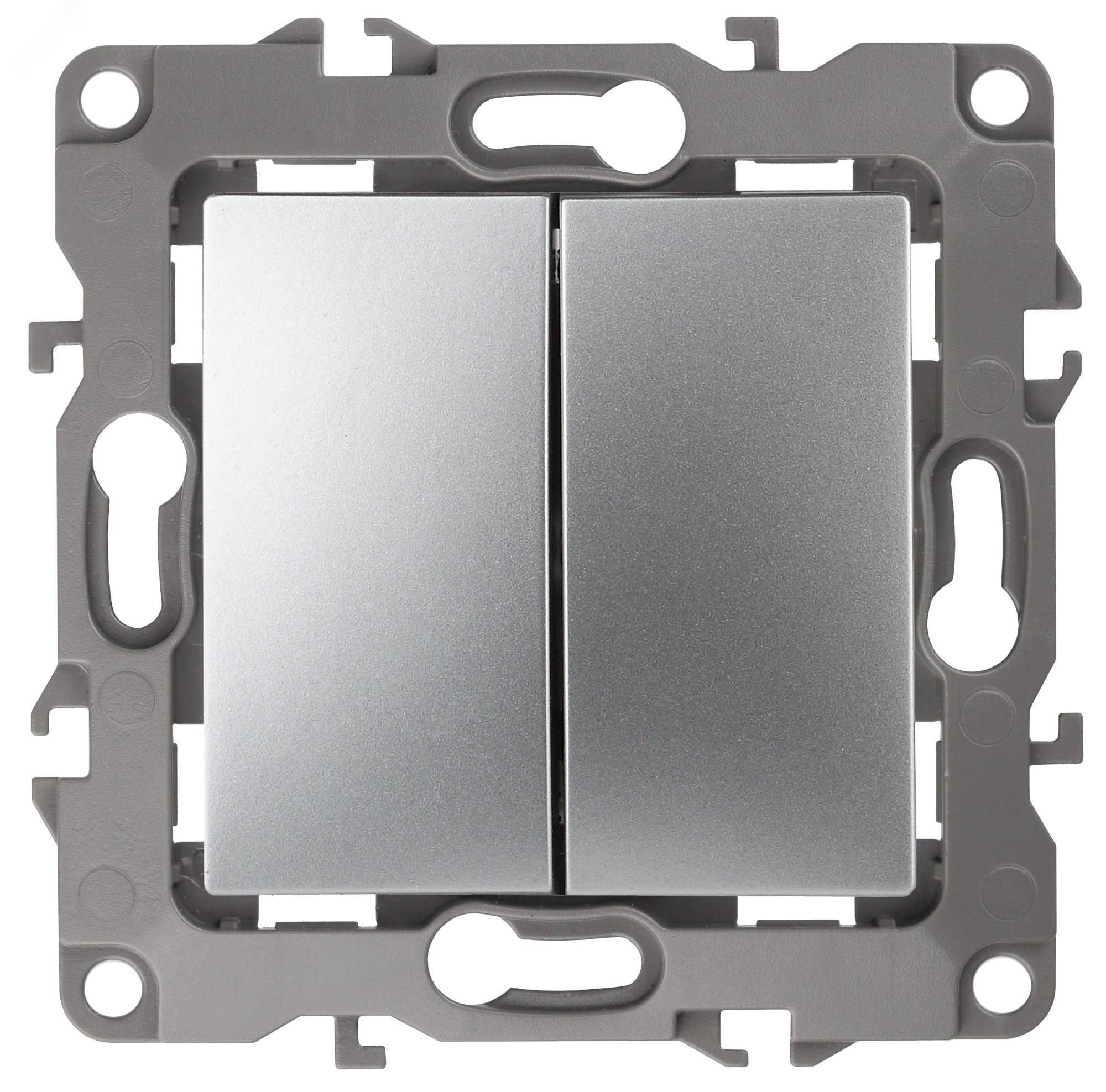 Изображение товара Переключатель перекрёстный двойной серии Эра 12 10А 250В алюминий скрытая установка