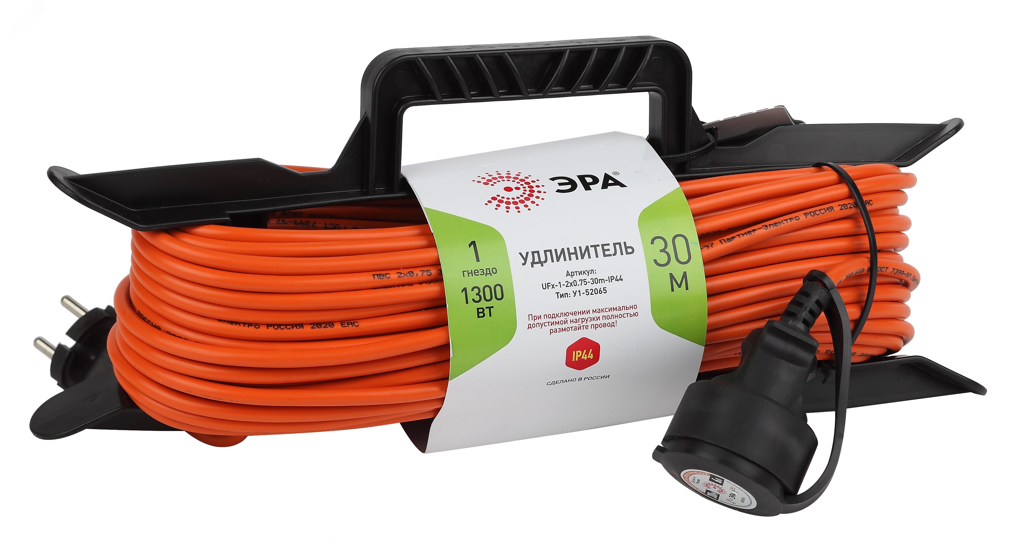 Изображение товара Удлинитель силовой на рамке 30м IP44 без заземления ЭРА UFx-1-2x0.75-30m