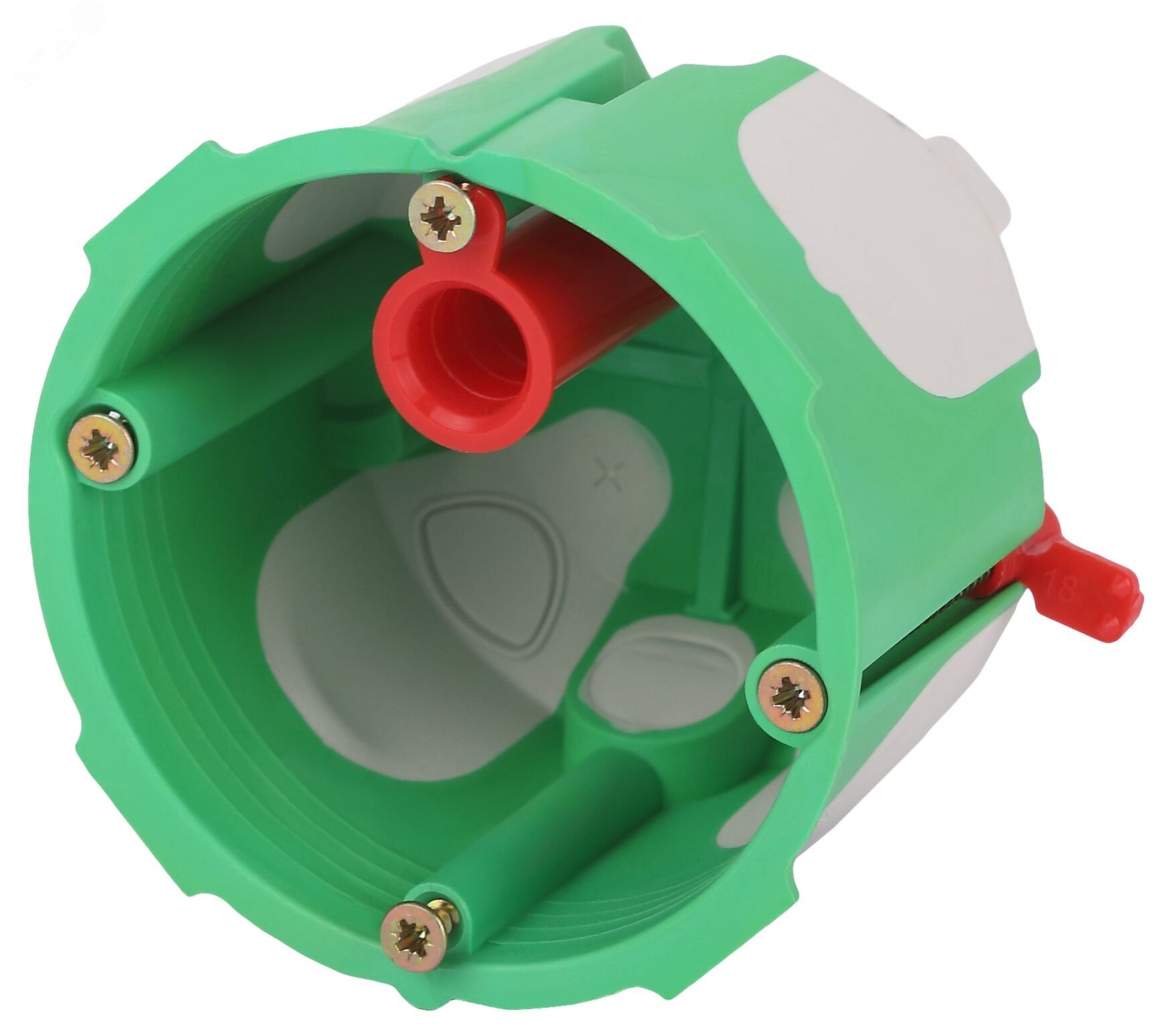 Изображение товара Коробка установочная KUU-68-55-unibox двухкомпонентная универсальная зеленая 68х55мм UniBox саморезы IP30 (шт)