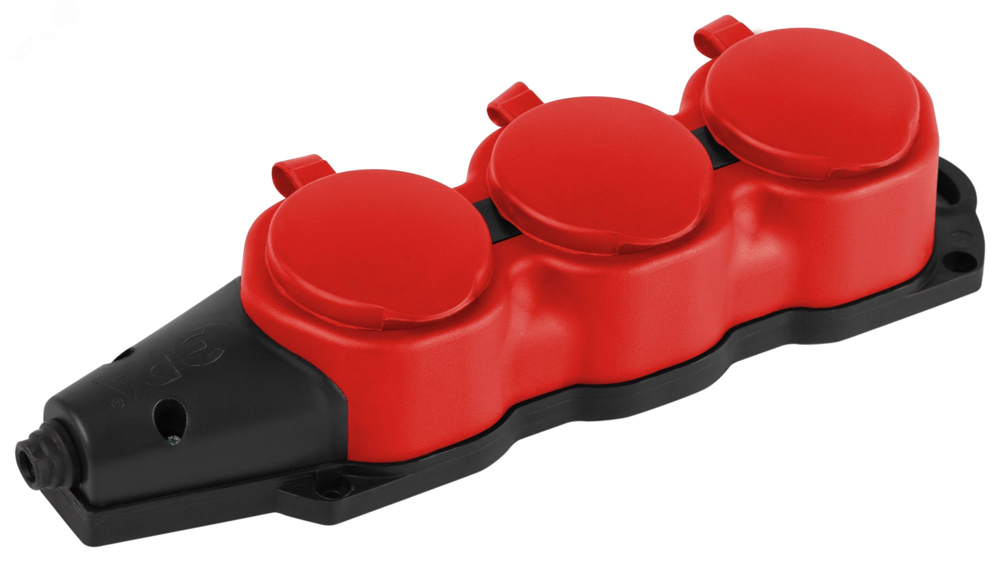 Колодка каучуковая с заземлением 3 розетки 16A IP44 красная KX-3e-RED ...