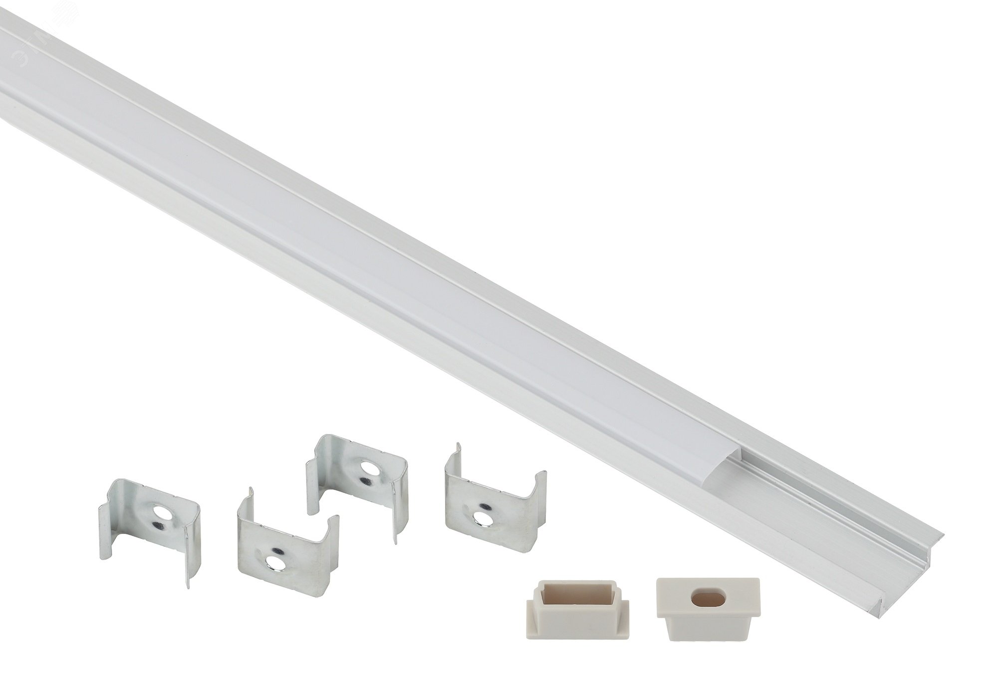 Изображение товара Комплект анодированный профиль с фланцем CAB251 21х6мм 2м для светодиодных лент