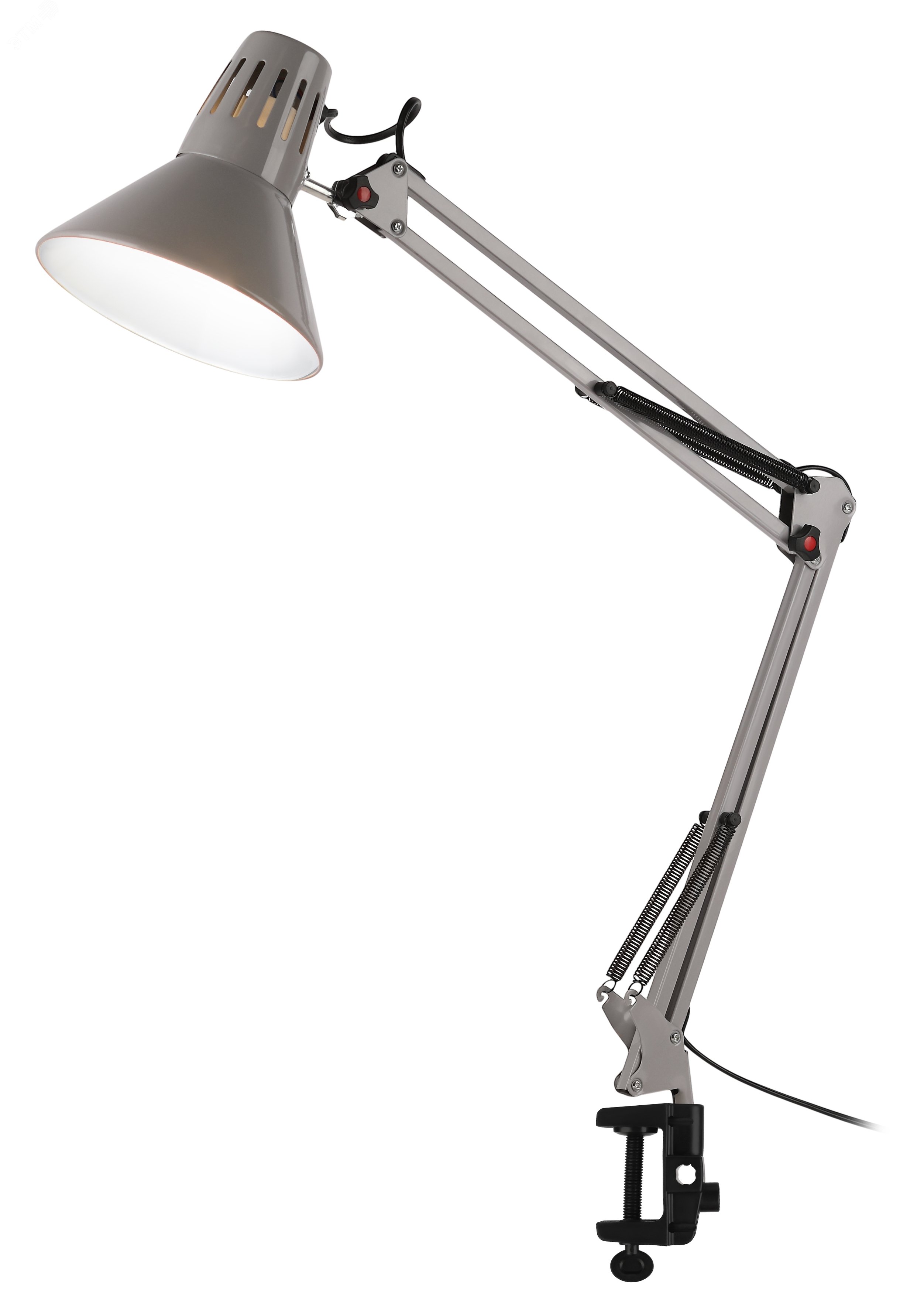 Изображение товара Настольный светильник ЭРА N-121-E27-40W-GY на струбцине серый с регулируемой высотой