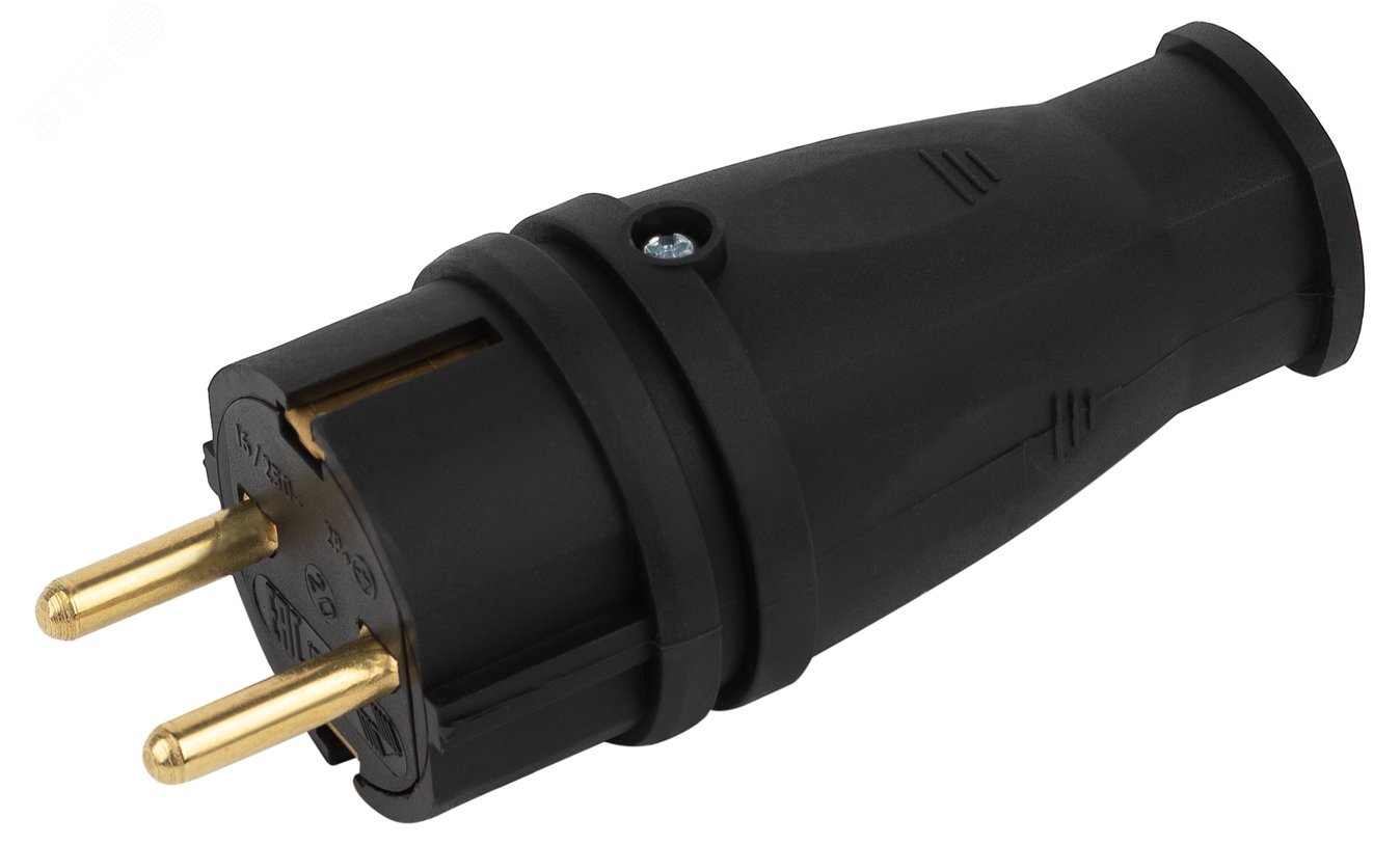 Изображение товара Вилка каучуковая с заземлением VX10-B-IP44 16А IP44 черная