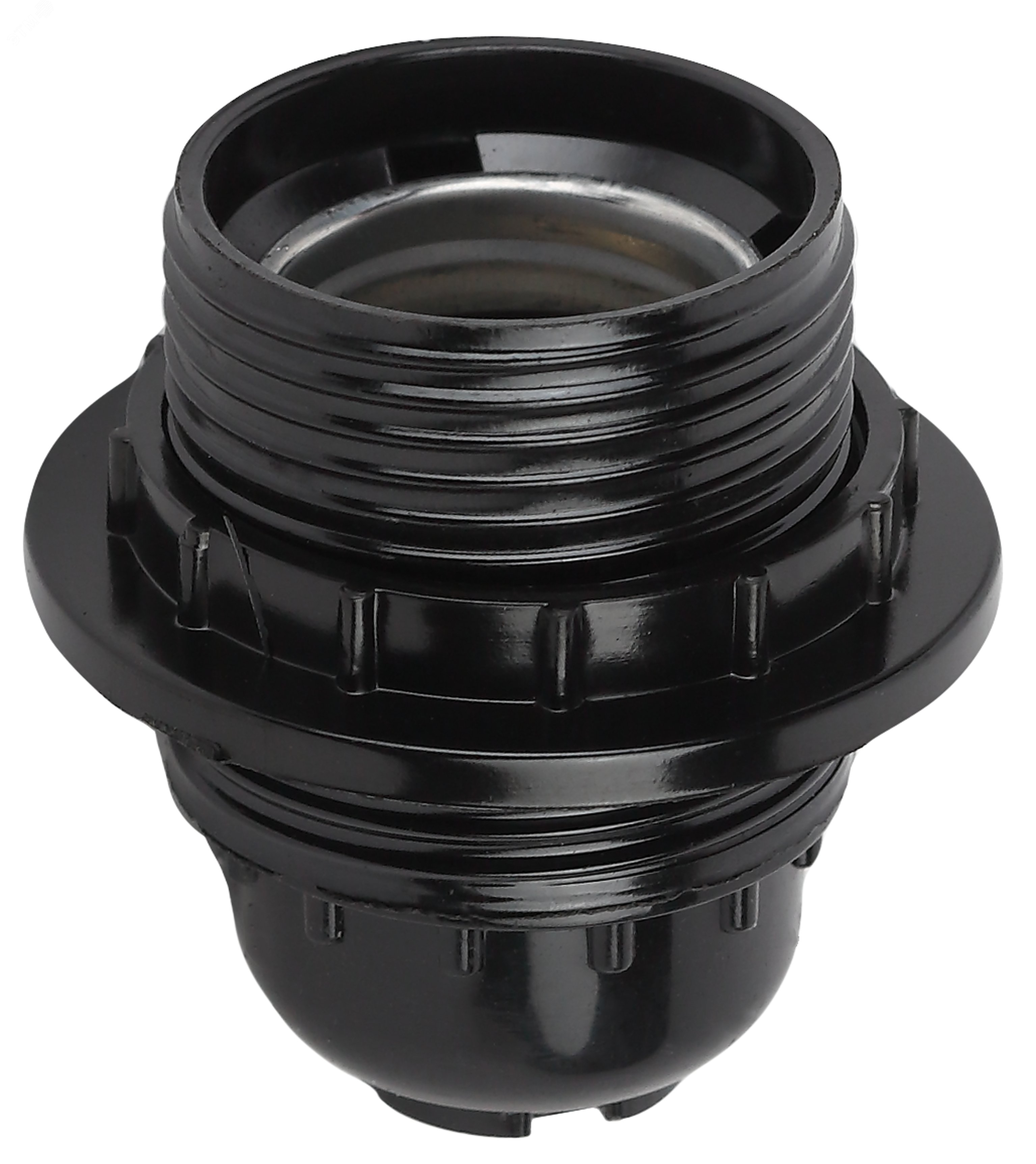 Изображение товара Патрон Е27 с кольцом бакелит черный 50 штук от ЭРА