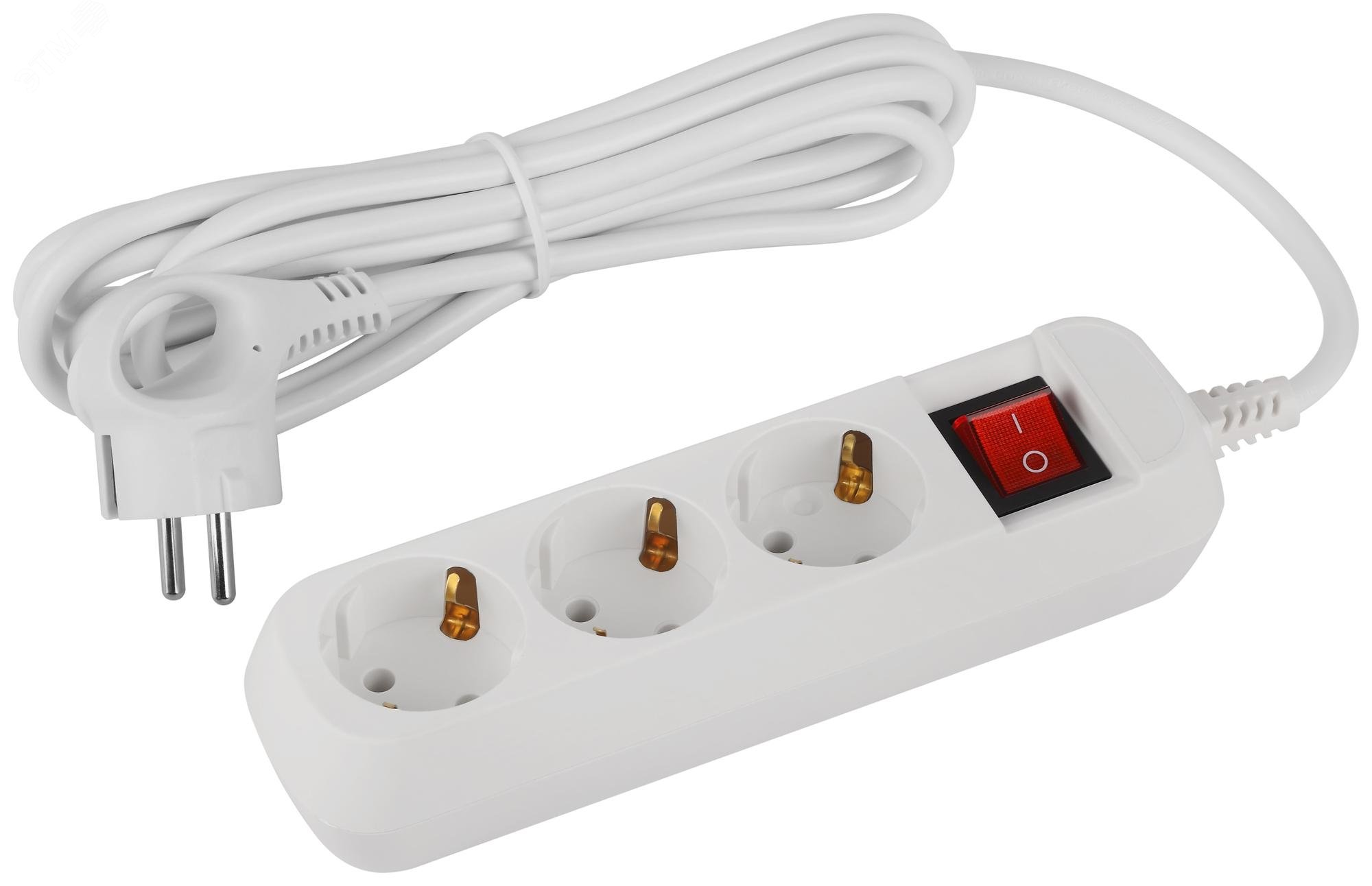 Изображение товара Удлинитель электрический Greenline 3 розетки заземление выключатель 3м