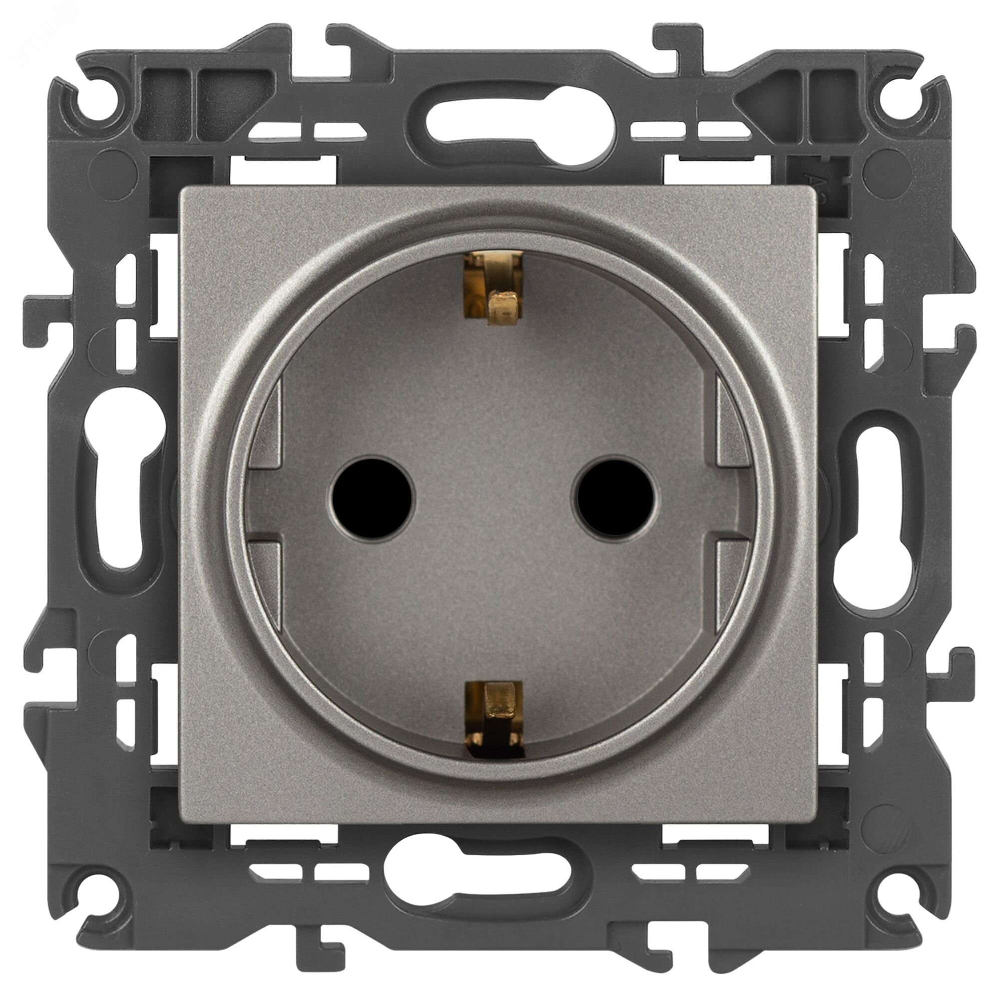 Изображение товара Розетка однофазная скрытого монтажа серия Эра Elegance 16А 250В титан IP20 автоматические зажимы