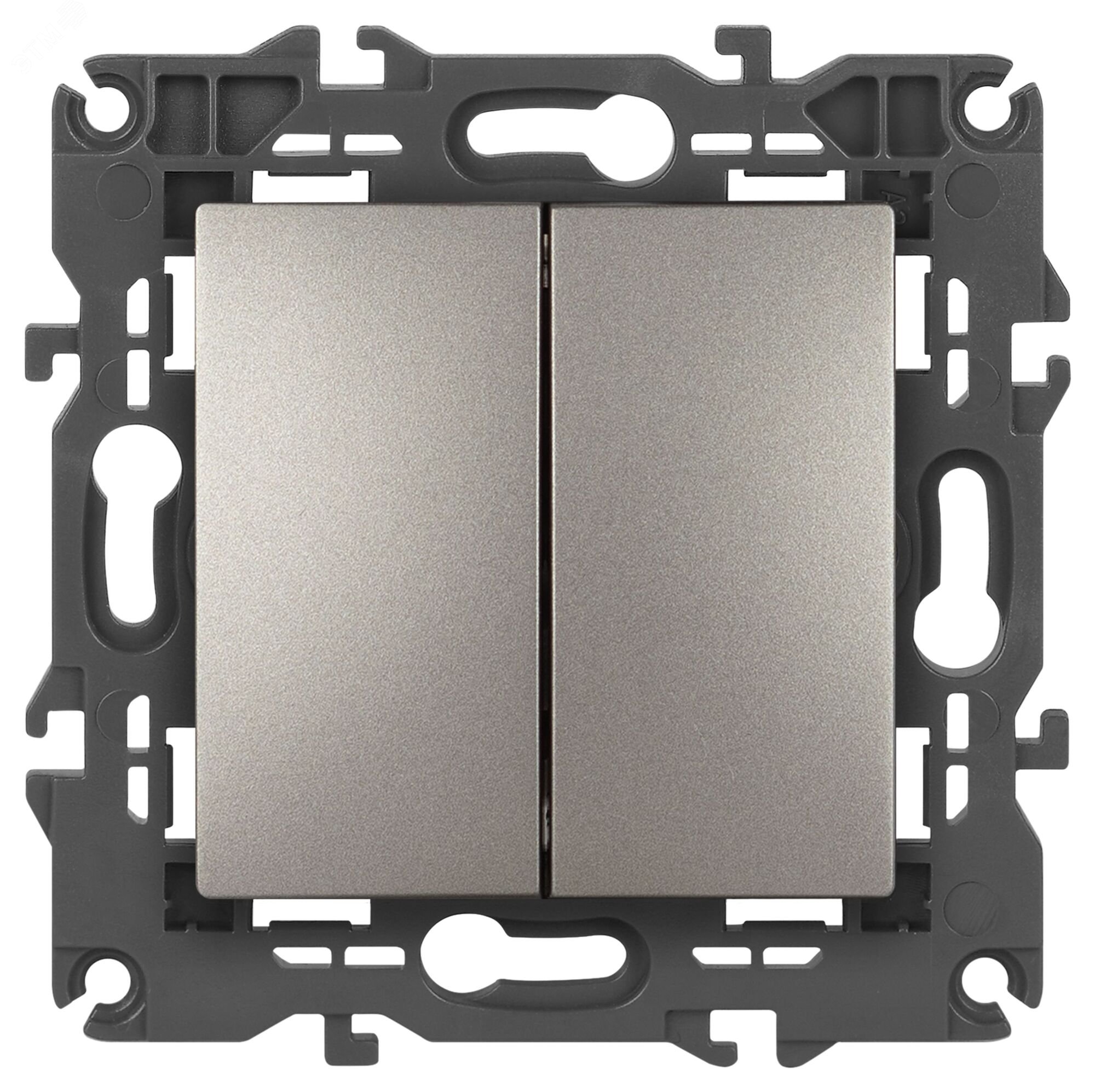 Изображение товара Двухклавишный выключатель серии Эра Elegance титан 14-1104-16 для скрытого монтажа