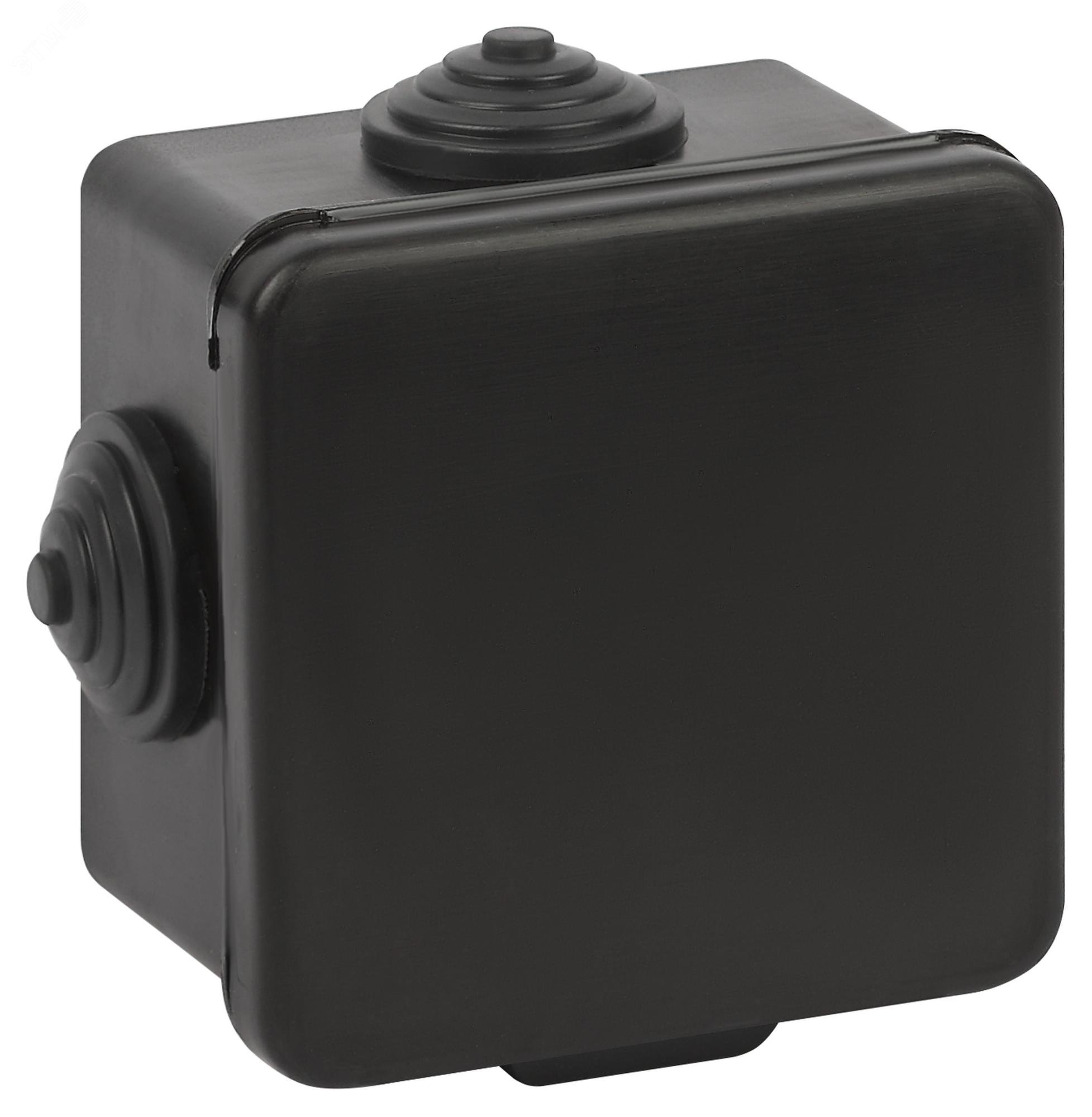 Изображение товара Распределительная коробка KOR-65-65-50-4g-B открытой установки черная 65х65х50мм с гермовводами 4 вх. IP54 (шт)