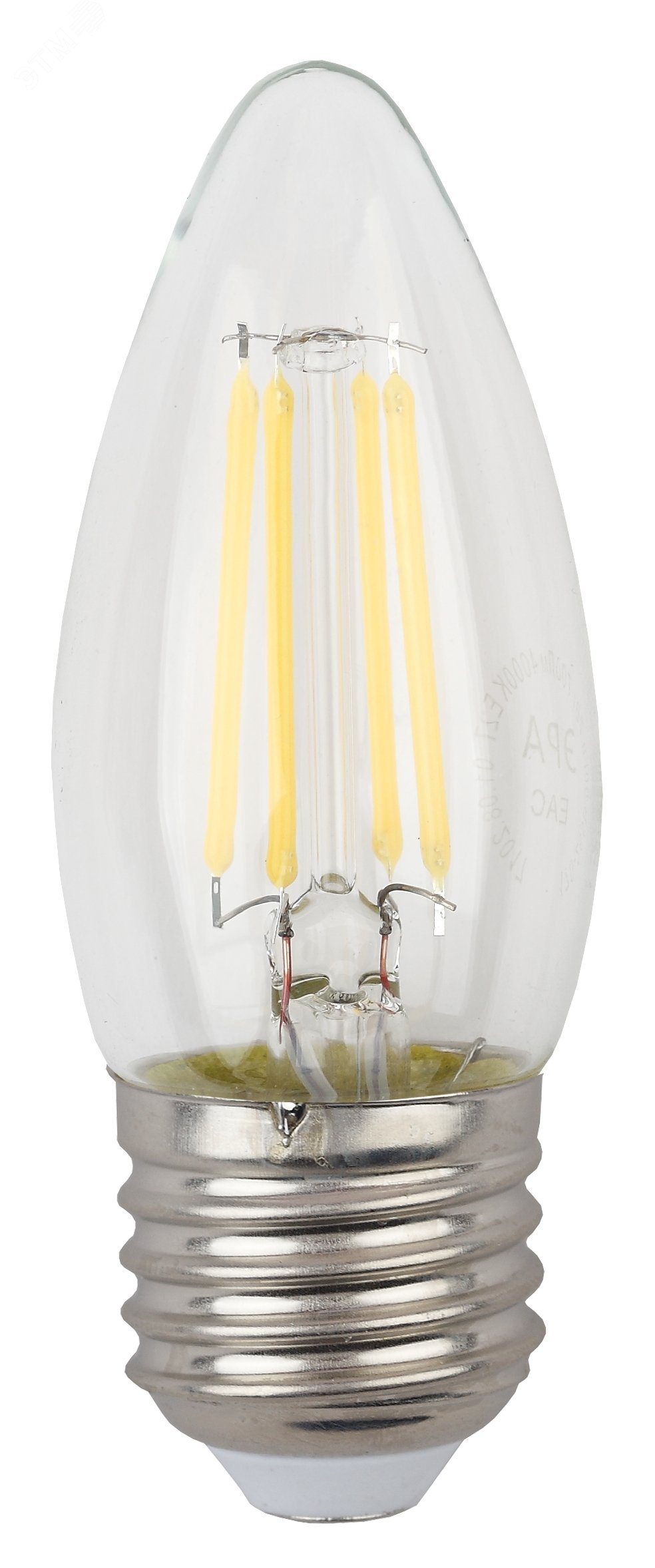 Лампа светодиодная филаментная F-LED B35-5W-840-E27 (филамент, свеча, 5Вт, нейтр, E27 (10/100/2800) Б0027934 ЭРА - превью 3