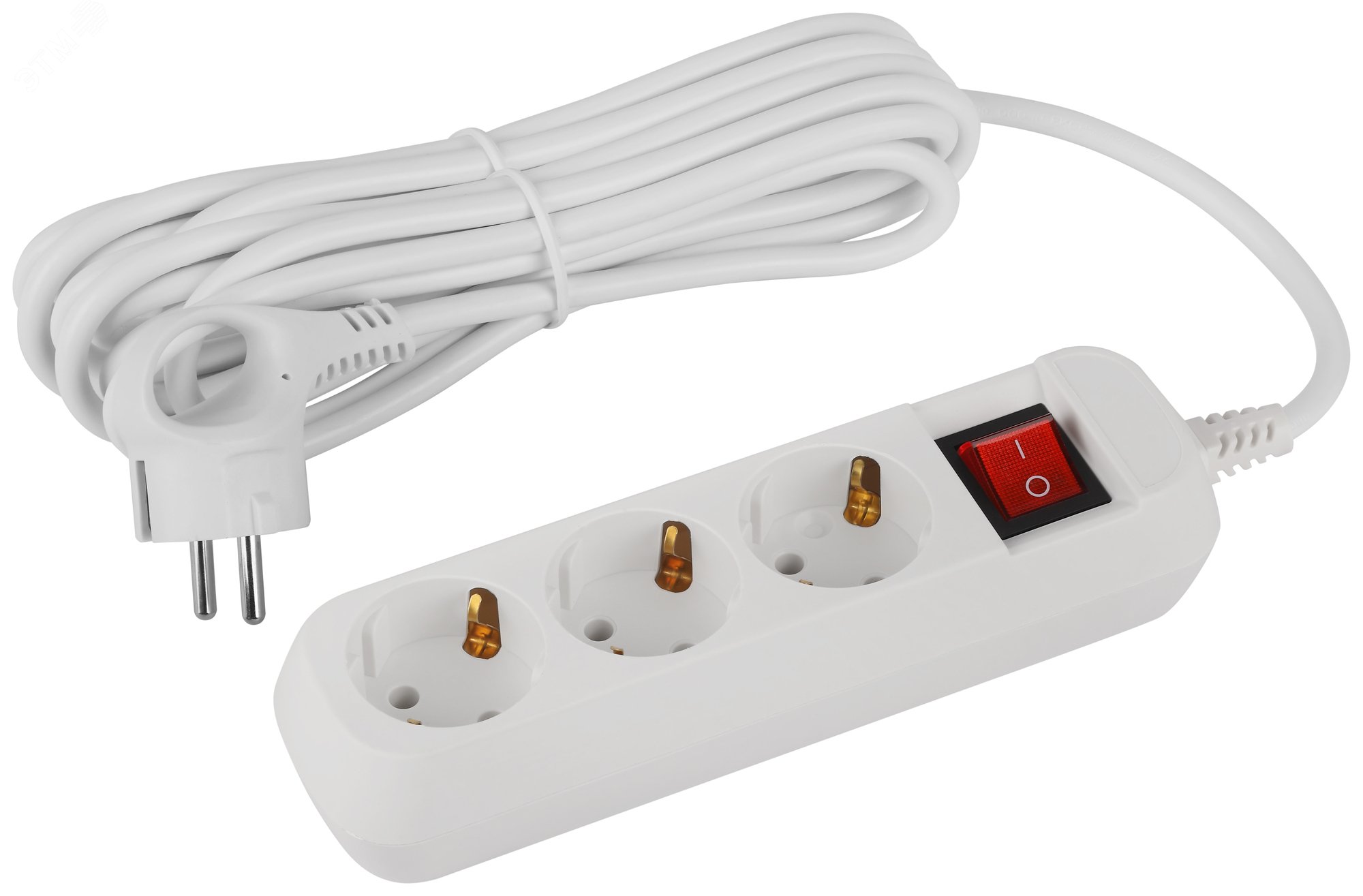 Изображение товара Удлинитель электрический Greenline 3 розетки, 5м, выключатель, заземление