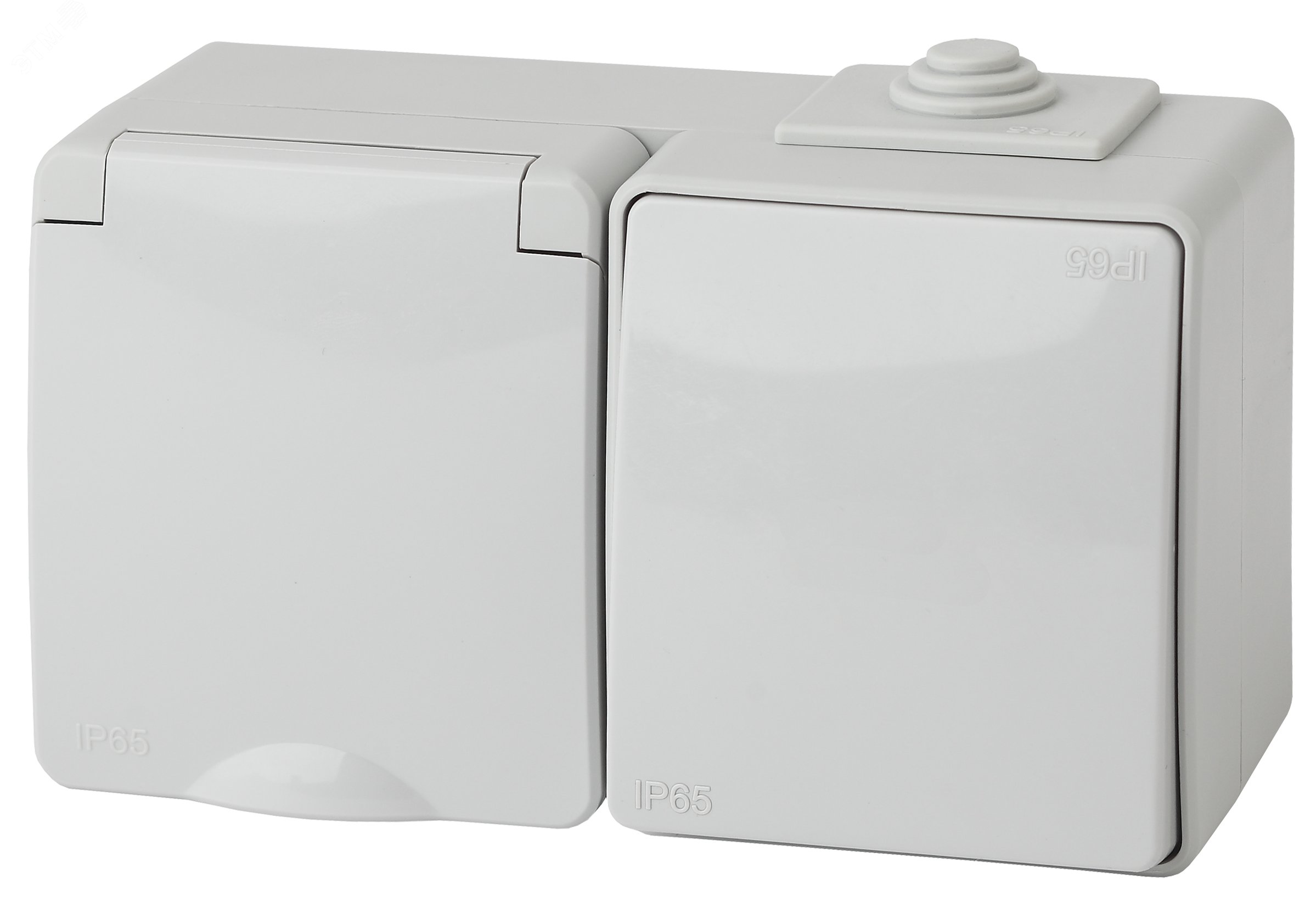 Изображение товара Блок розетка с выключателем IP65 Эра Эксперт 16A 250V серый открытая установка