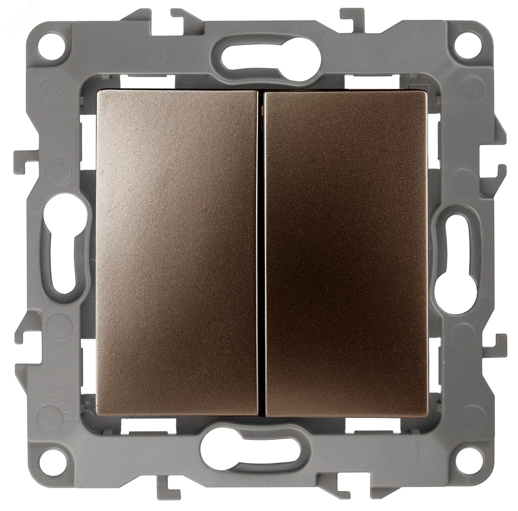 Изображение товара Переключатель серия Эра 12 двойной бронзовый 10А 250В для скрытого монтажа