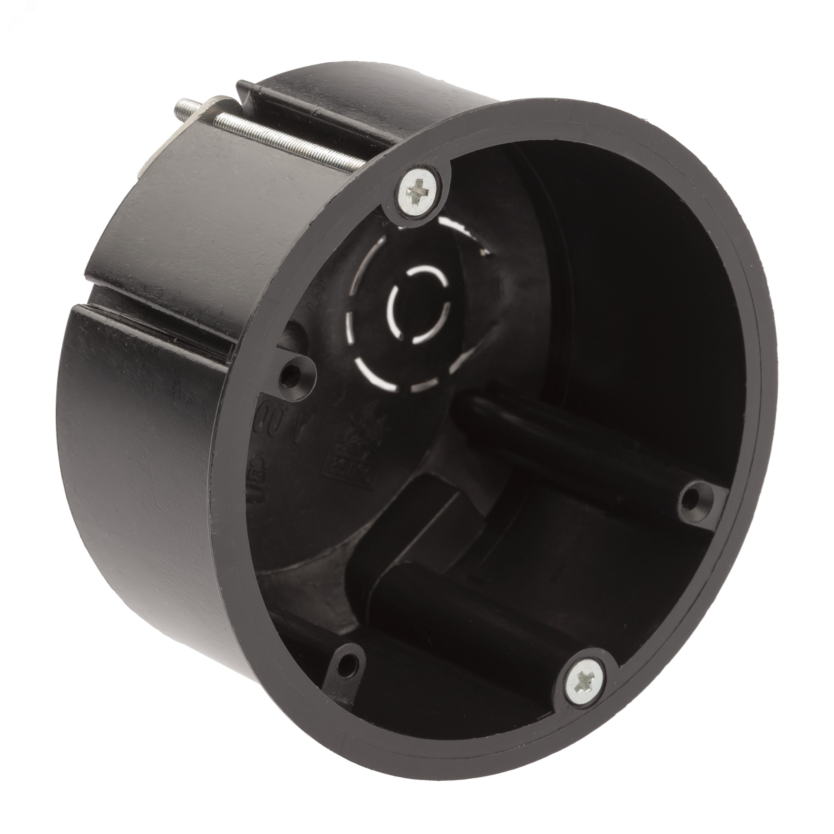 Изображение товара Коробка установочная KUP-73-45-m-black для полых стен саморезы металлические лапки черная IP20 (шт)