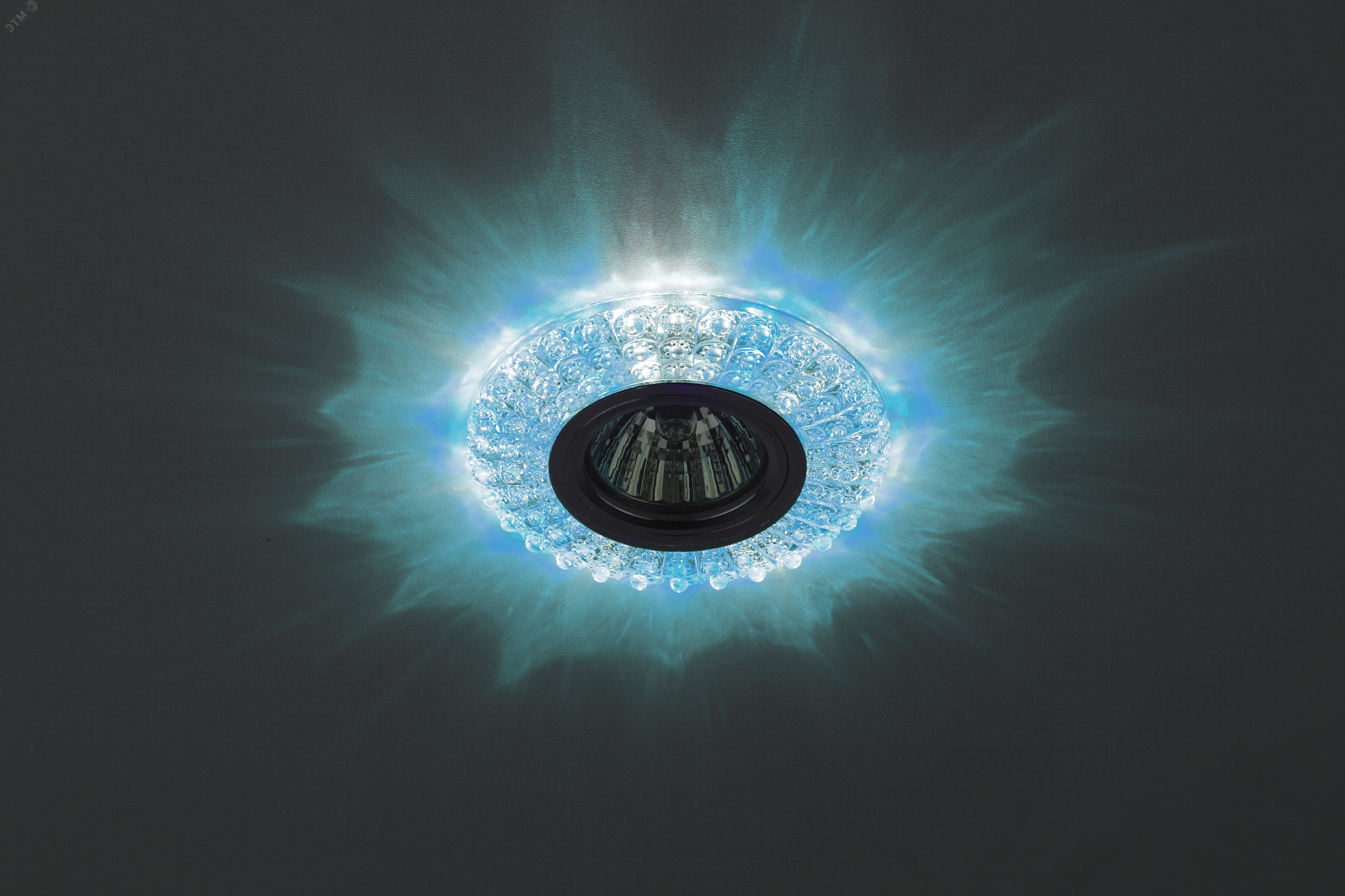Точечный светильник декор cо светодиодной подсветкой (голубой+белый), DK LD2 SL/BL+WH прозрачный Б0019200 ЭРА - превью 2